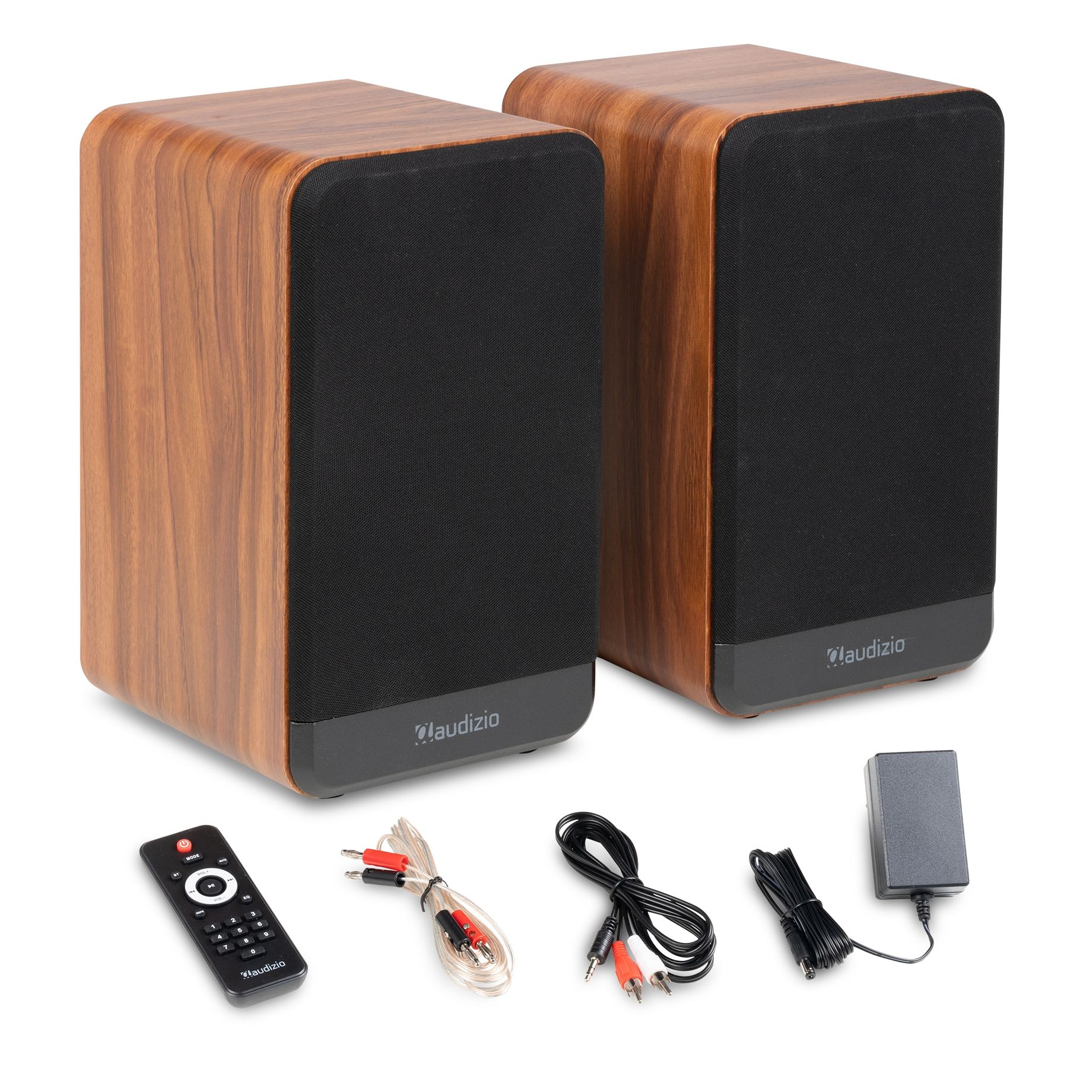 BS10 Active Bookshelf Speaker Set 80W BT Wood