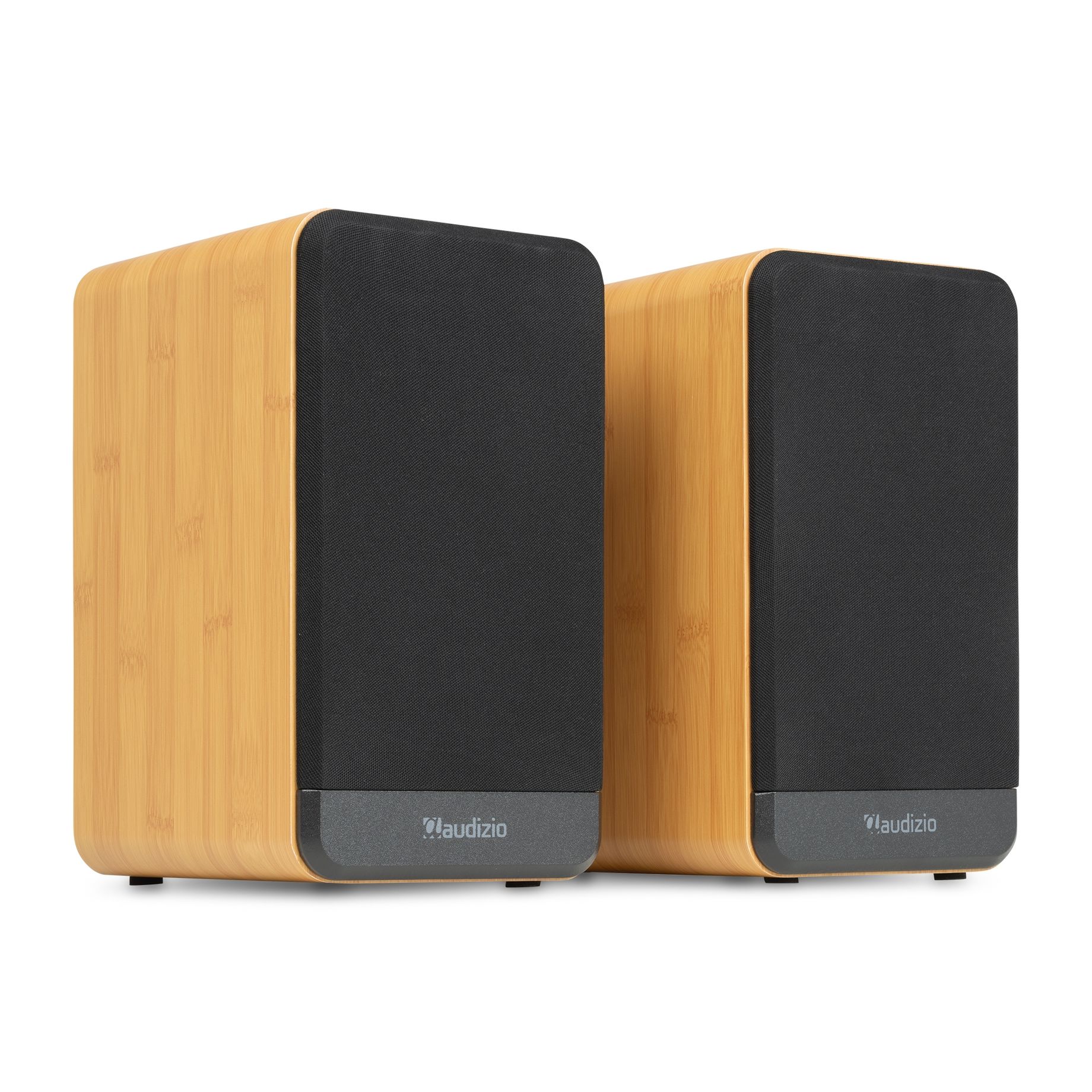BS10 Active Bookshelf Speaker Set 80W BT Bamboo