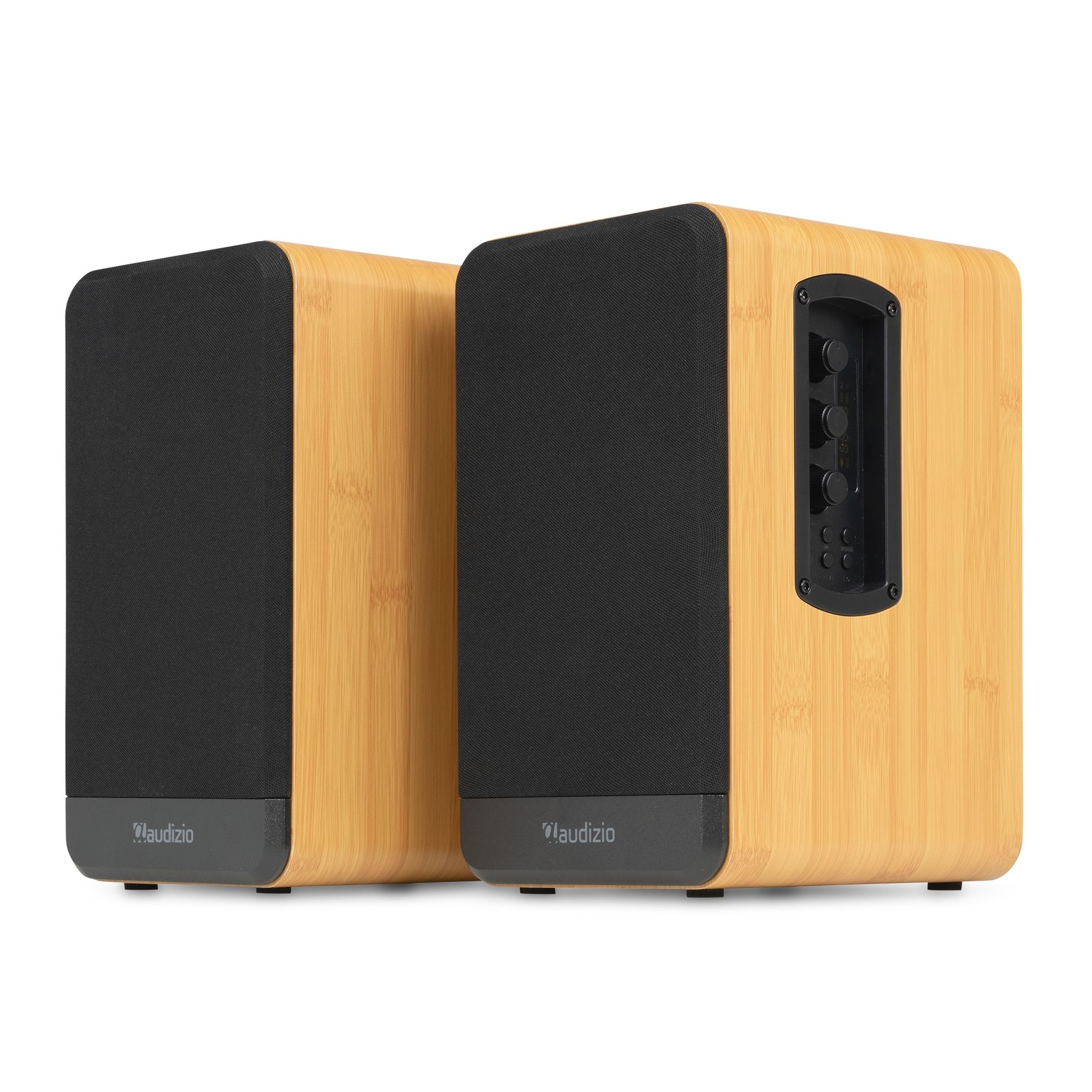 BS10 Active Bookshelf Speaker Set 80W BT Bamboo