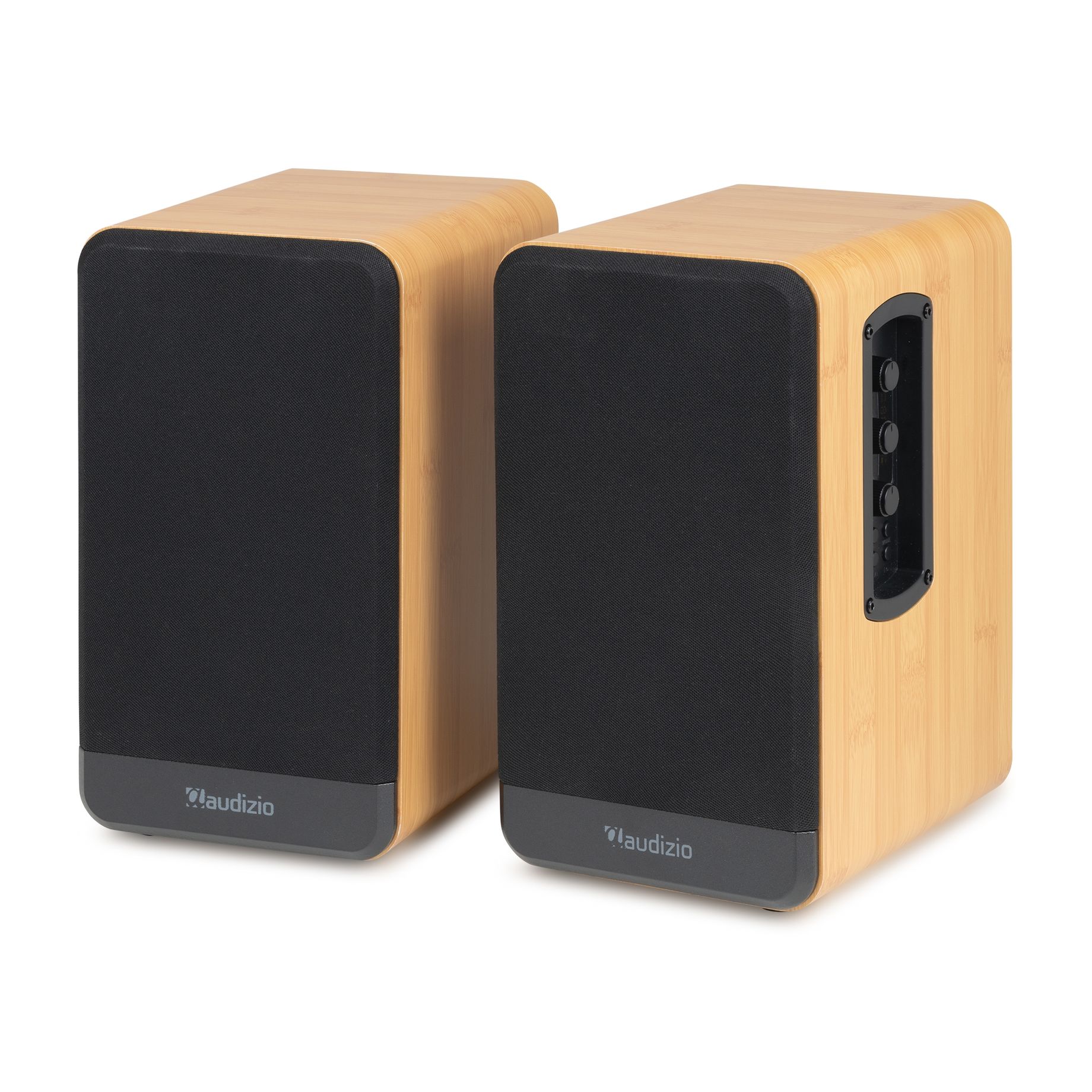 BS10 Active Bookshelf Speaker Set 80W BT Bamboo