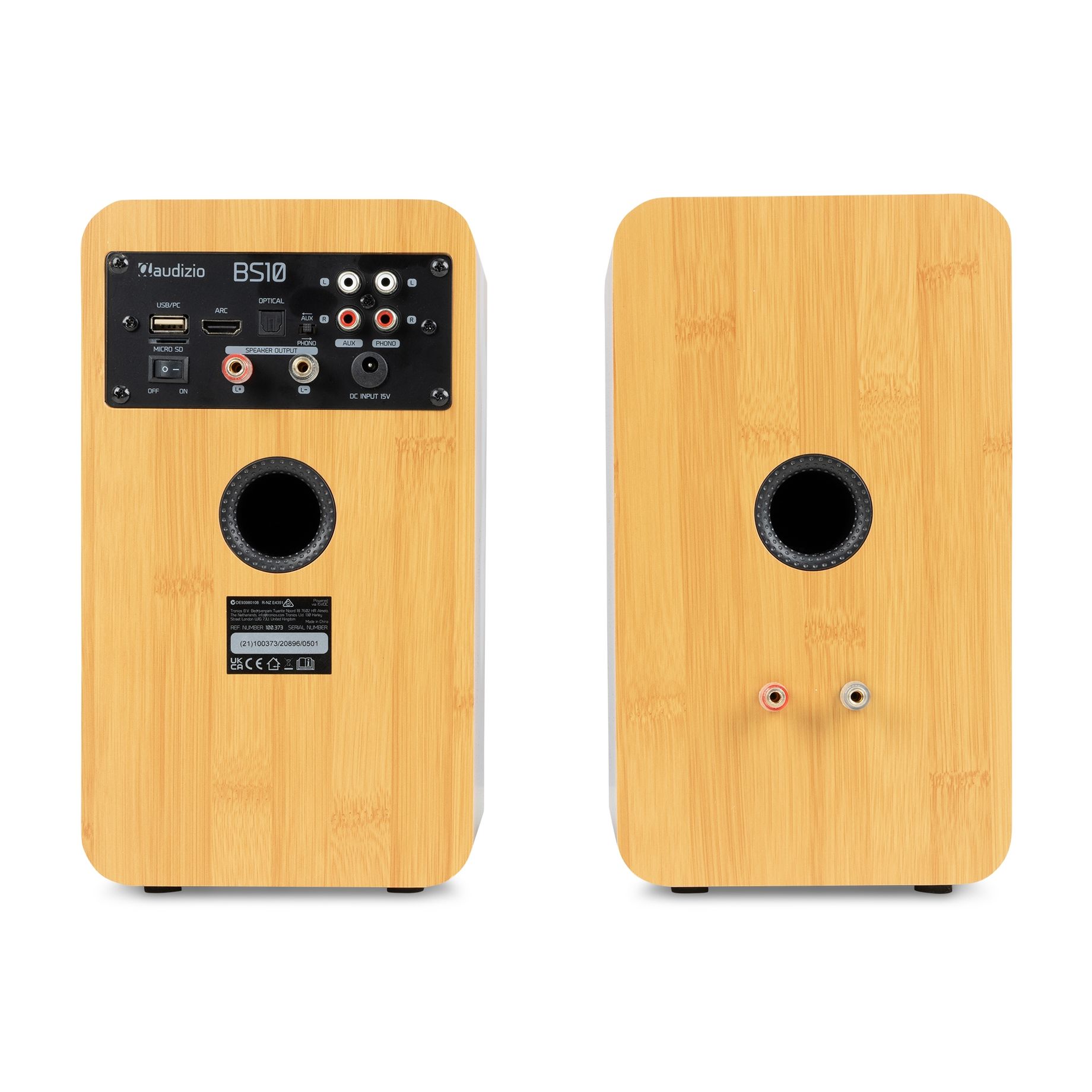 BS10 Active Bookshelf Speaker Set 80W BT Bamboo