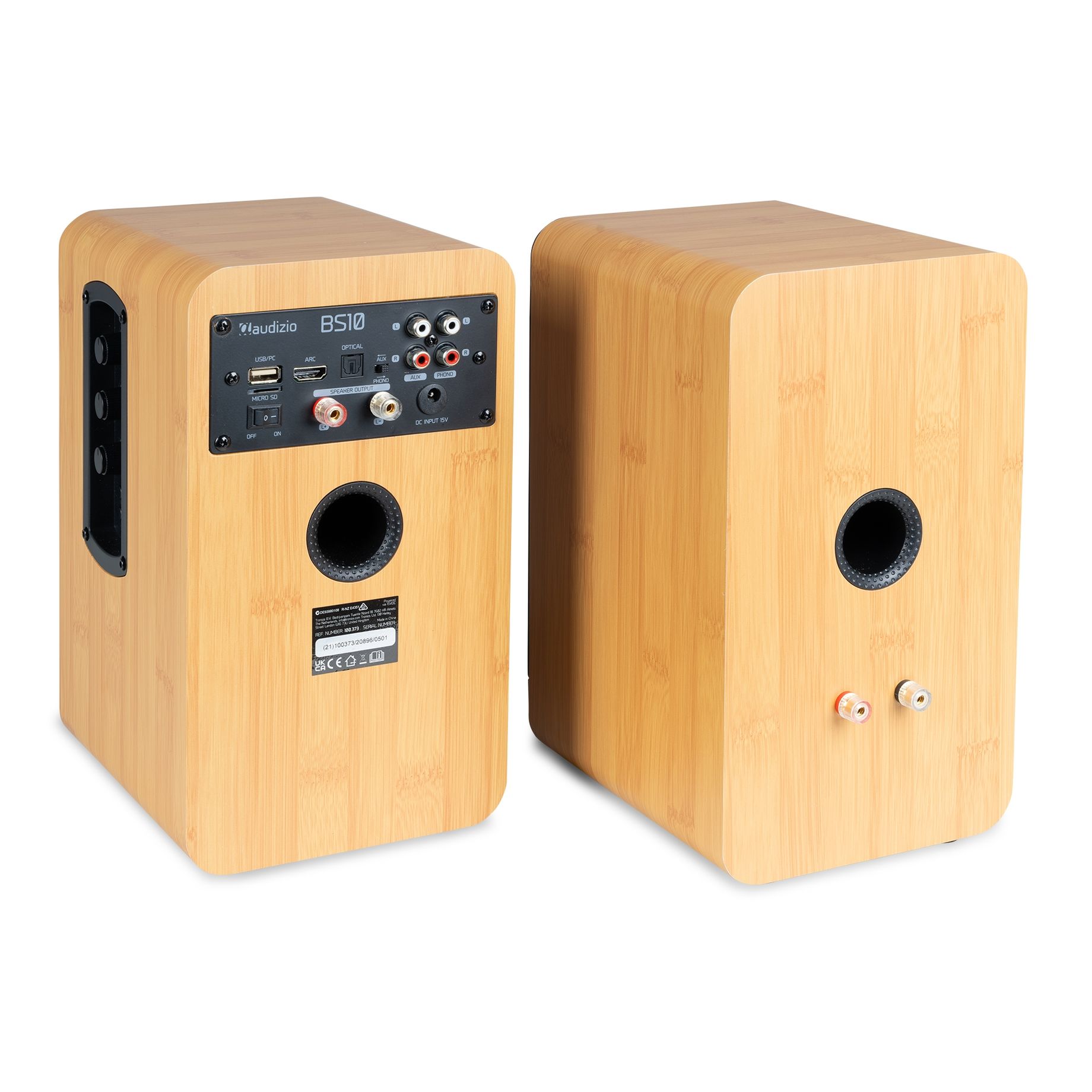 BS10 Active Bookshelf Speaker Set 80W BT Bamboo