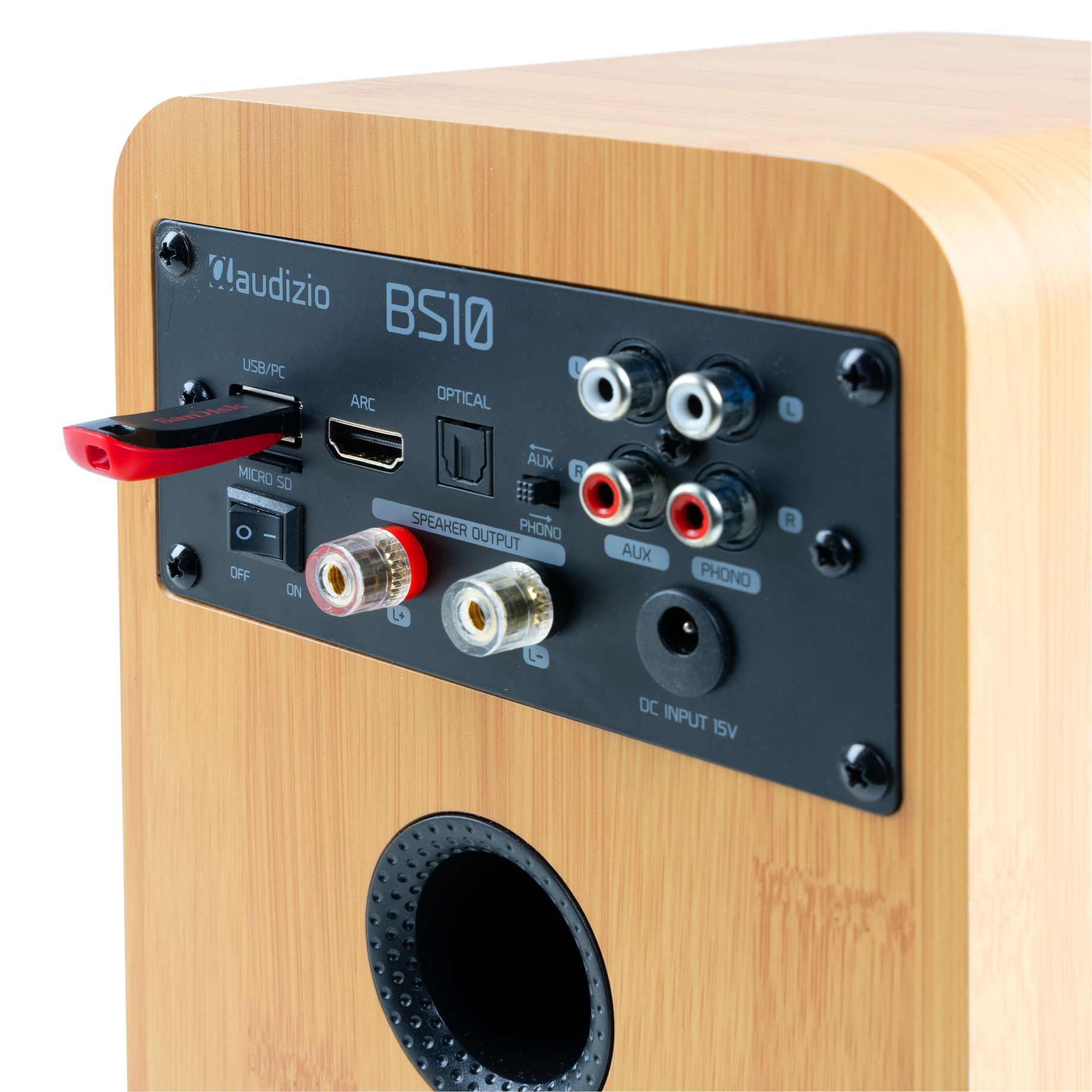 BS10 Active Bookshelf Speaker Set 80W BT Bamboo
