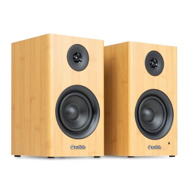 BS15 Active Bookshelf Speaker Set 60W BT Bamboo