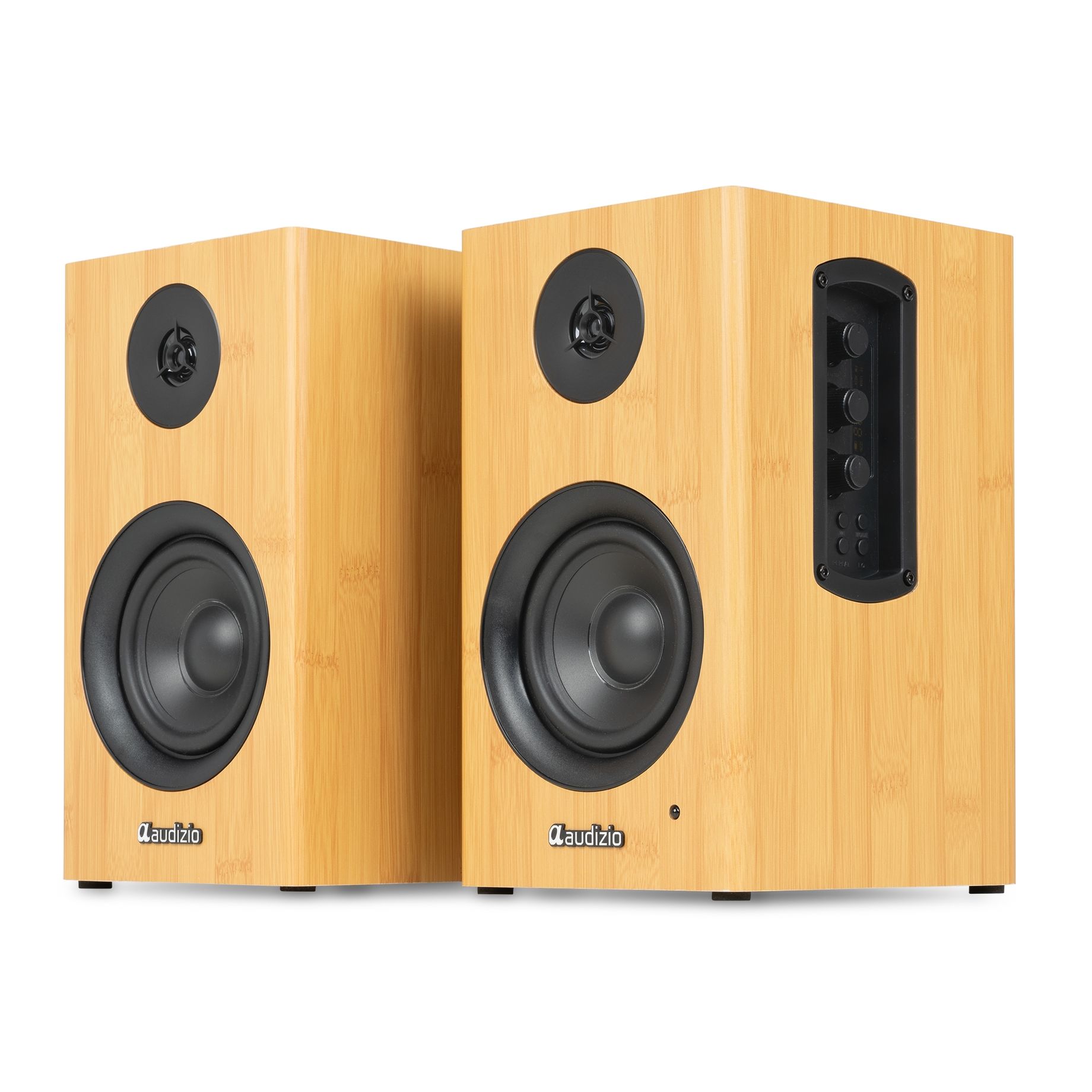 BS15 Active Bookshelf Speaker Set 60W BT Bamboo