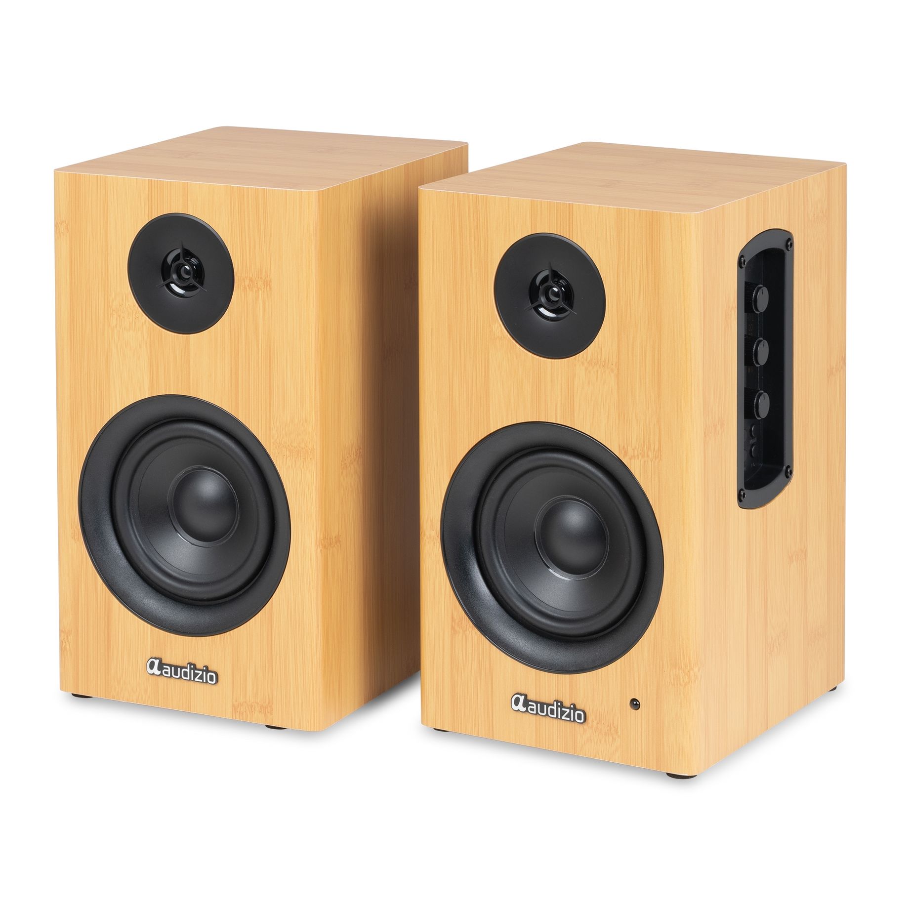 BS15 Active Bookshelf Speaker Set 60W BT Bamboo