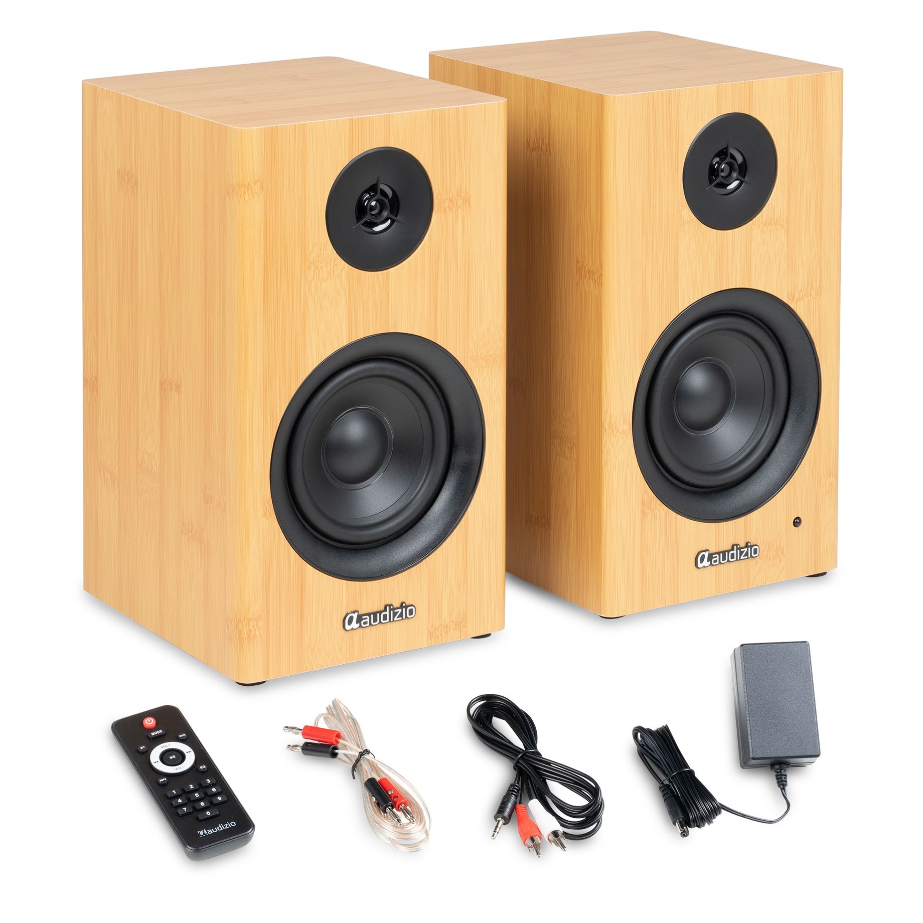 BS15 Active Bookshelf Speaker Set 60W BT Bamboo
