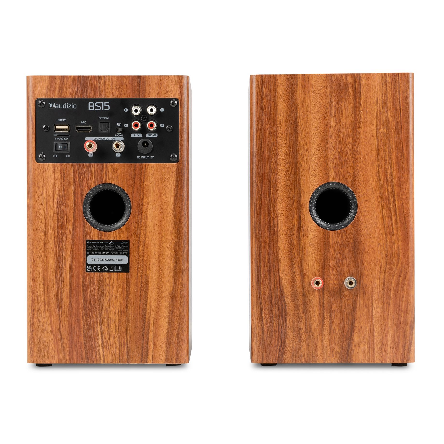 BS15 Active Bookshelf Speaker Set 60W BT Wood