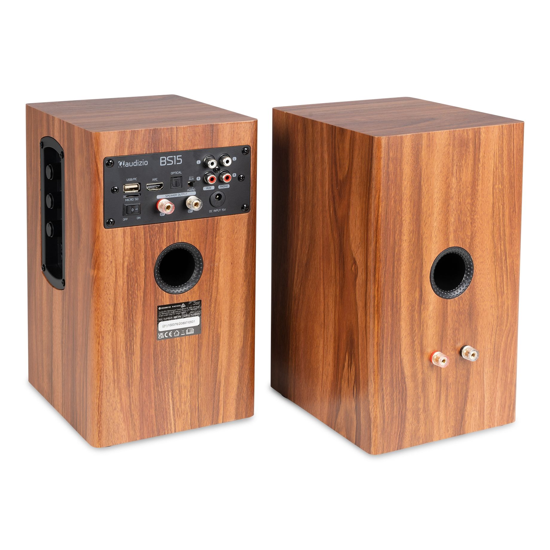 BS15 Active Bookshelf Speaker Set 60W BT Wood