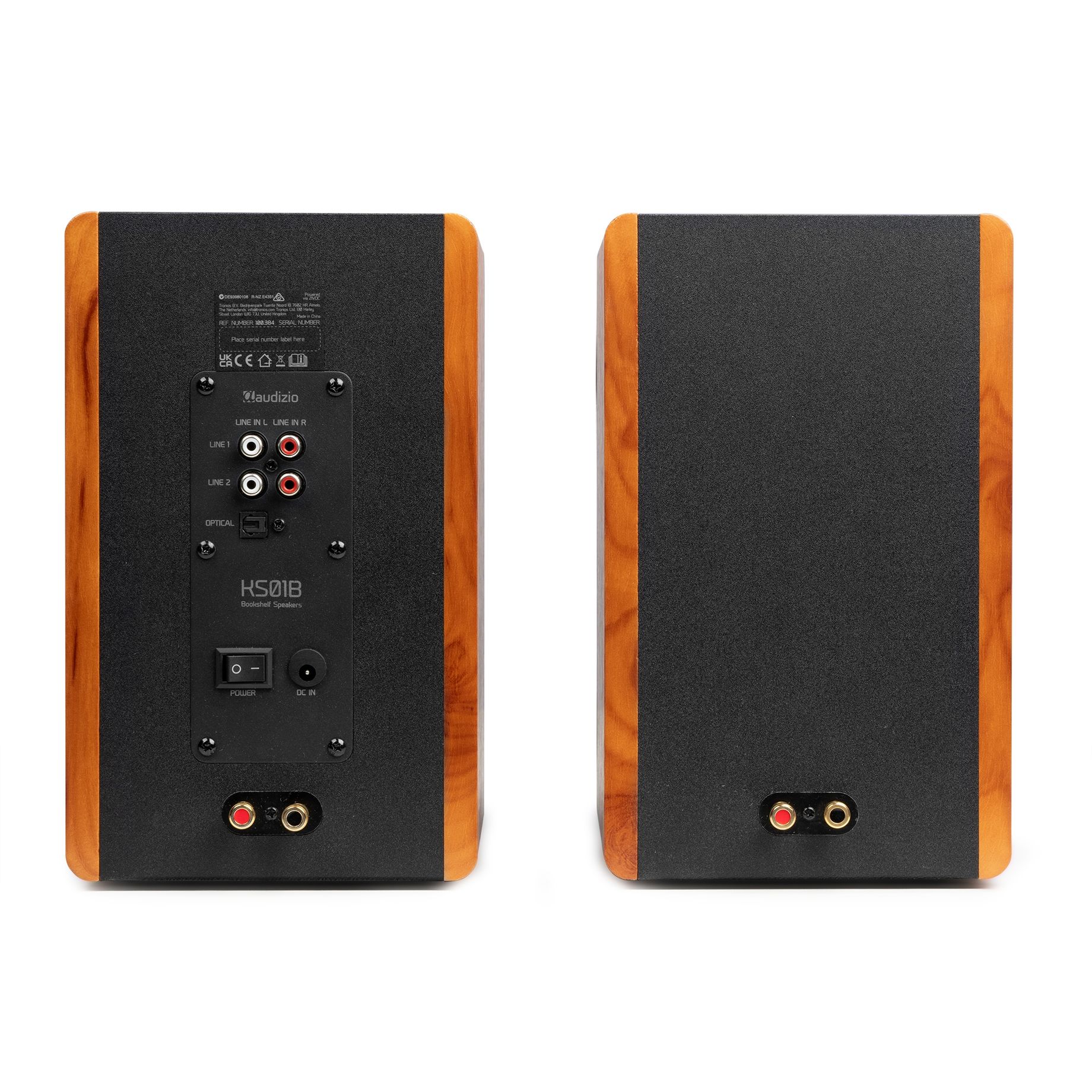 KS01B Active Bookshelf Speaker Set 120W BT Wood