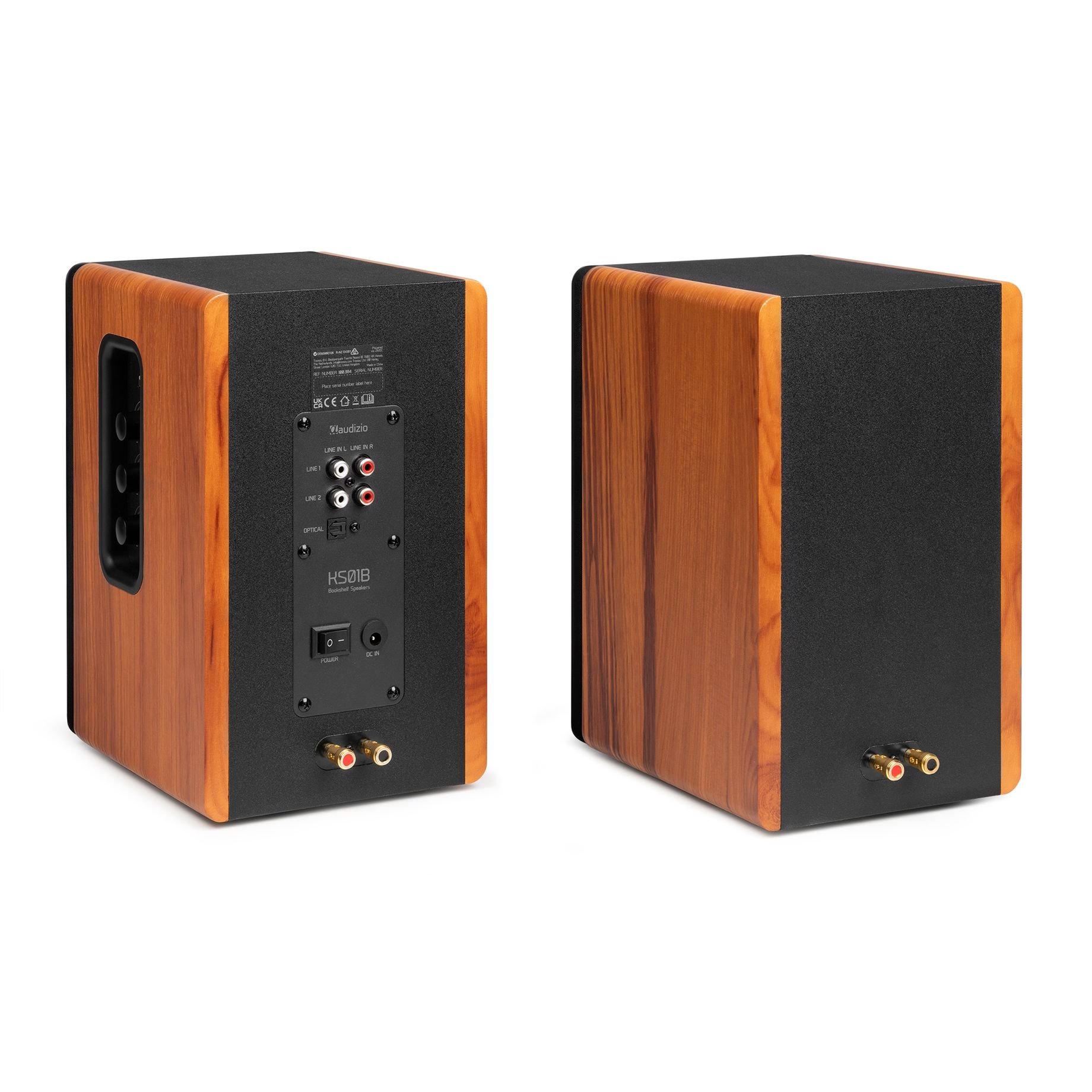 KS01B Active Bookshelf Speaker Set 120W BT Wood