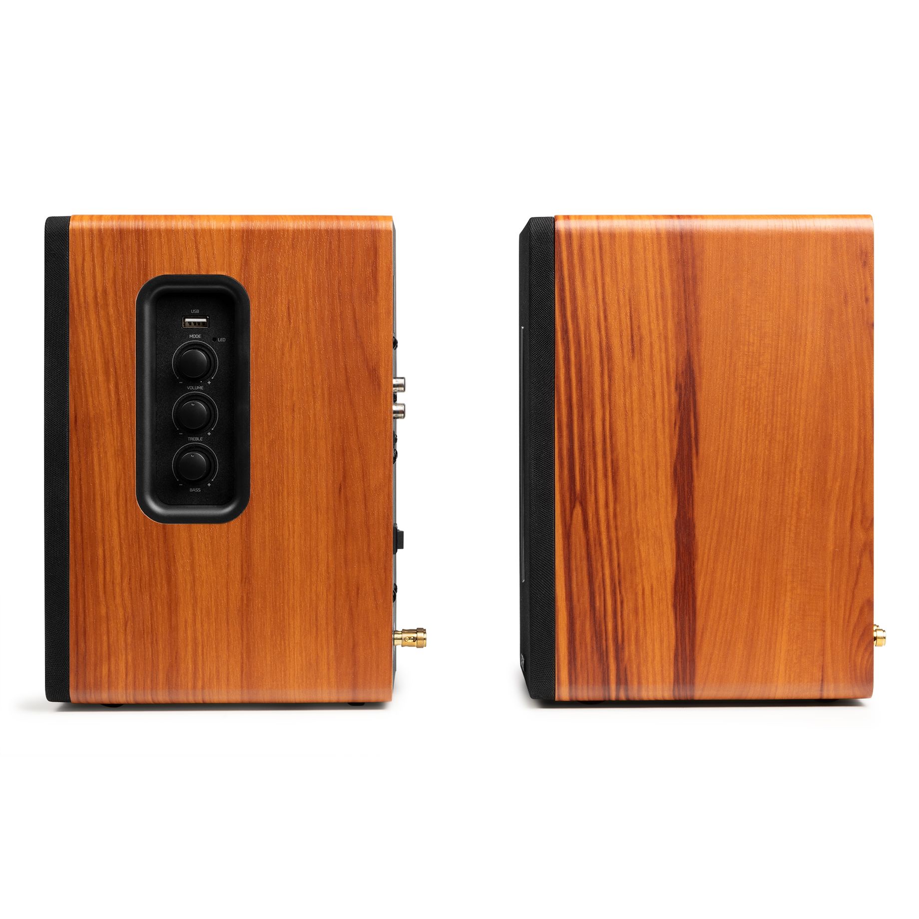 KS01B Active Bookshelf Speaker Set 120W BT Wood