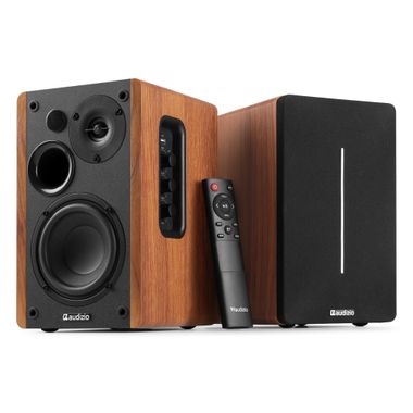 KS01B Active Bookshelf Speaker Set 120W BT Wood