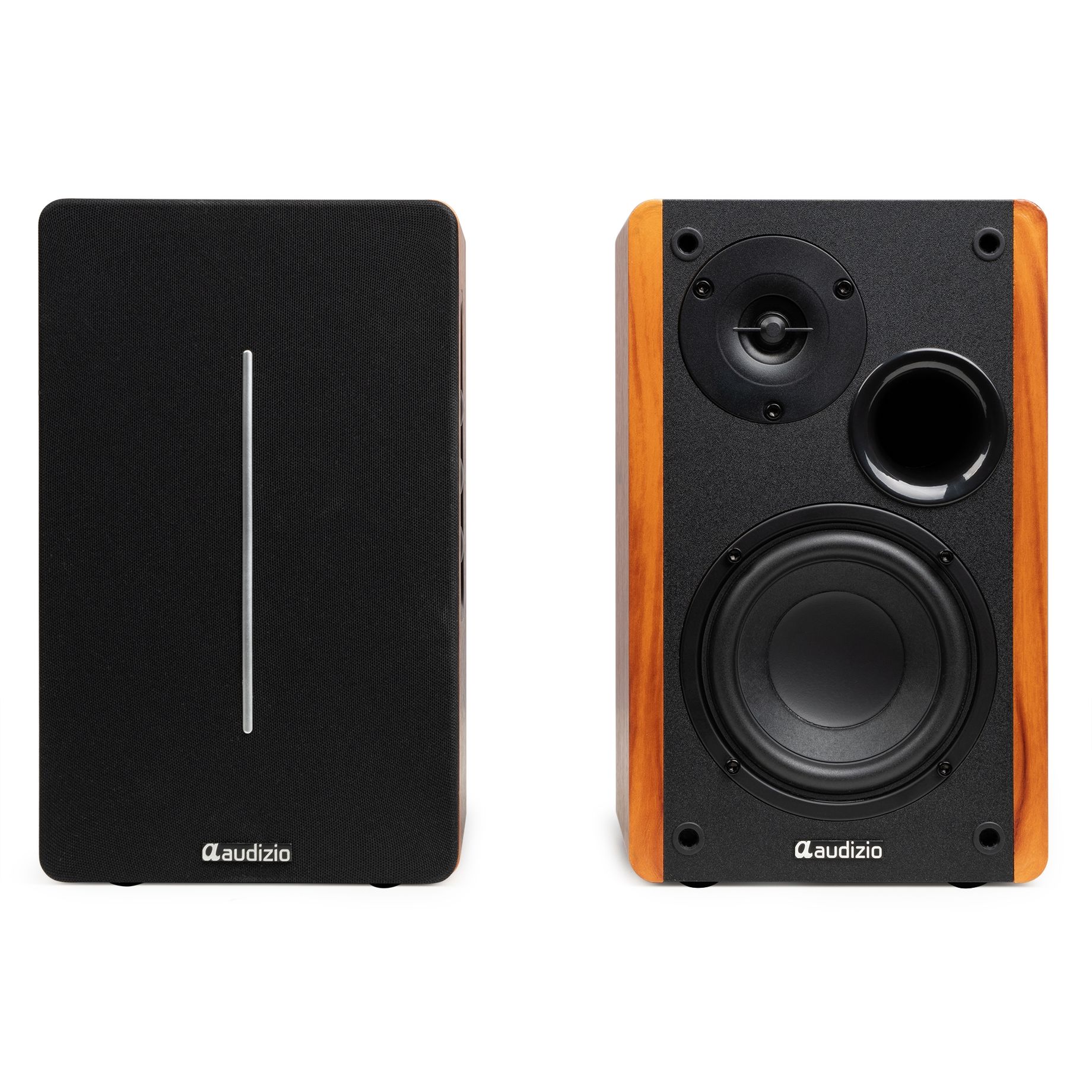 KS01B Active Bookshelf Speaker Set 120W BT Wood