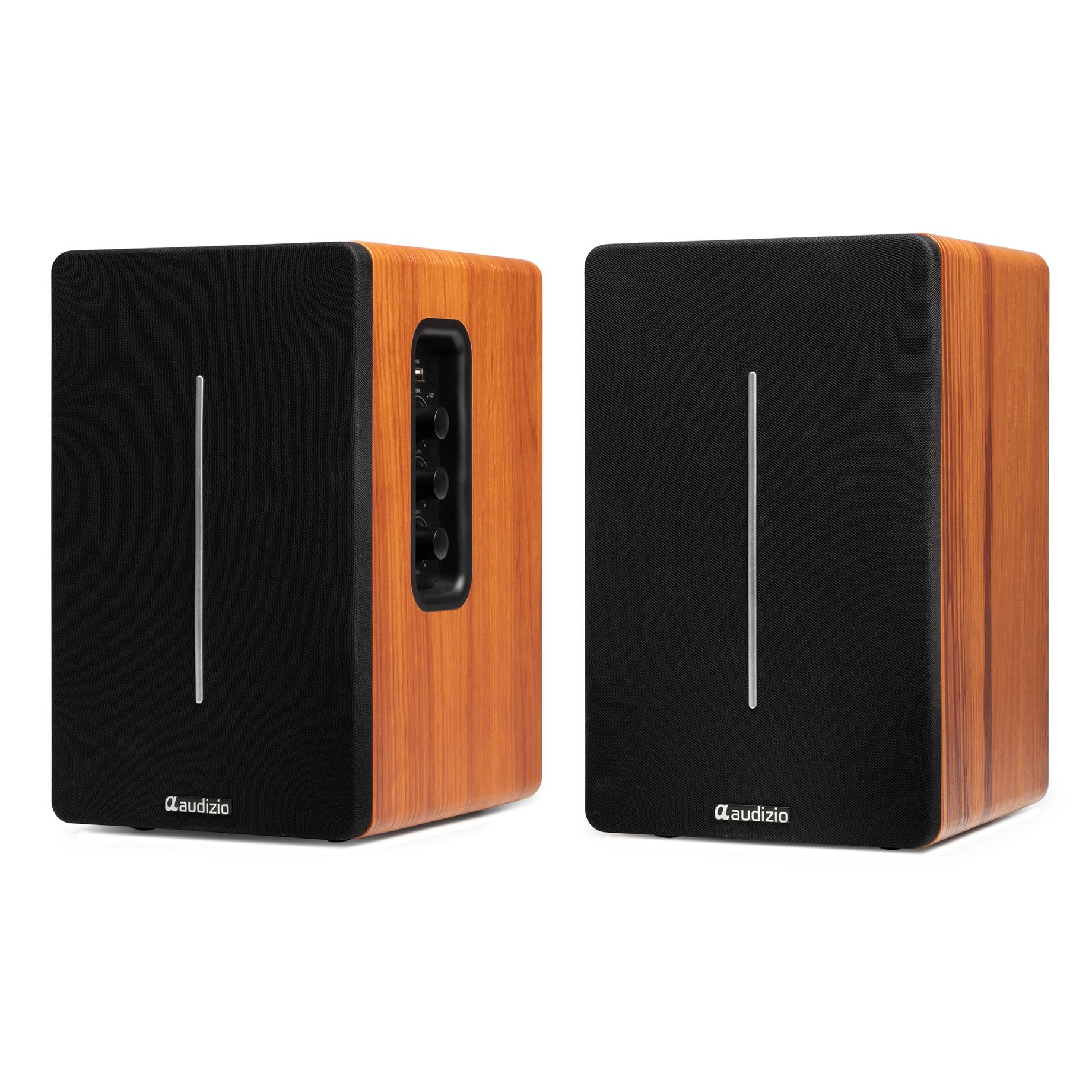 KS01B Active Bookshelf Speaker Set 120W BT Wood