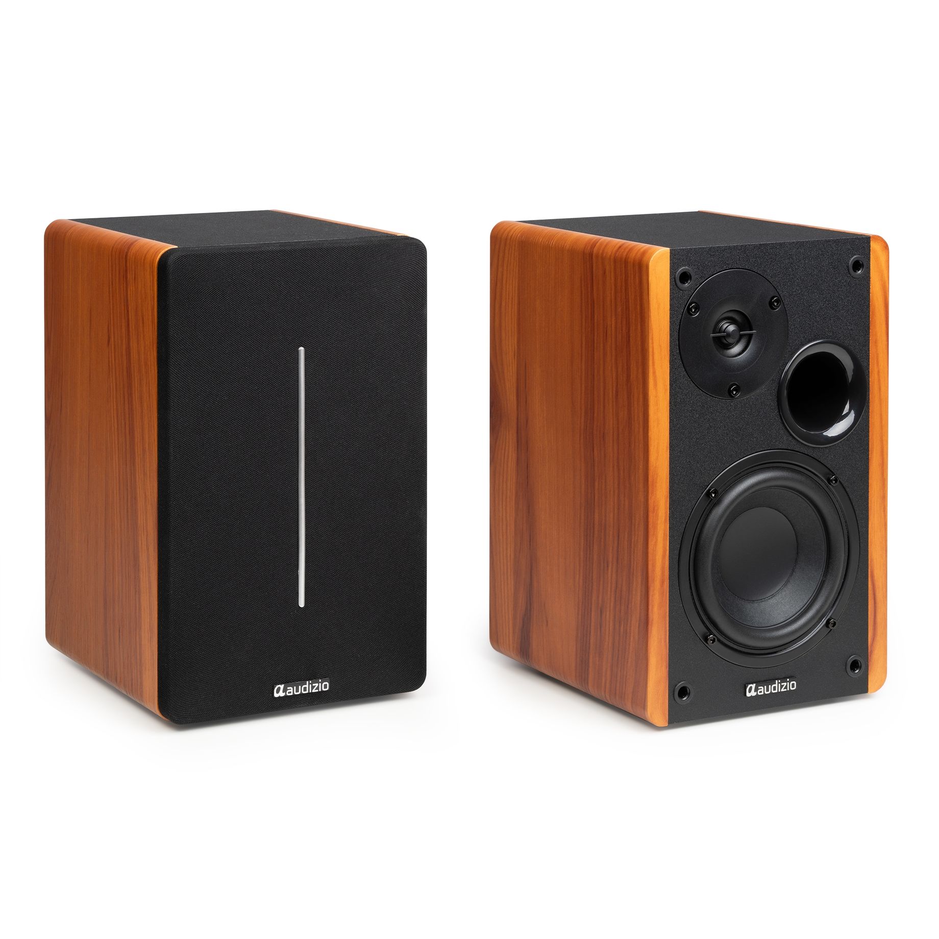KS01B Active Bookshelf Speaker Set 120W BT Wood