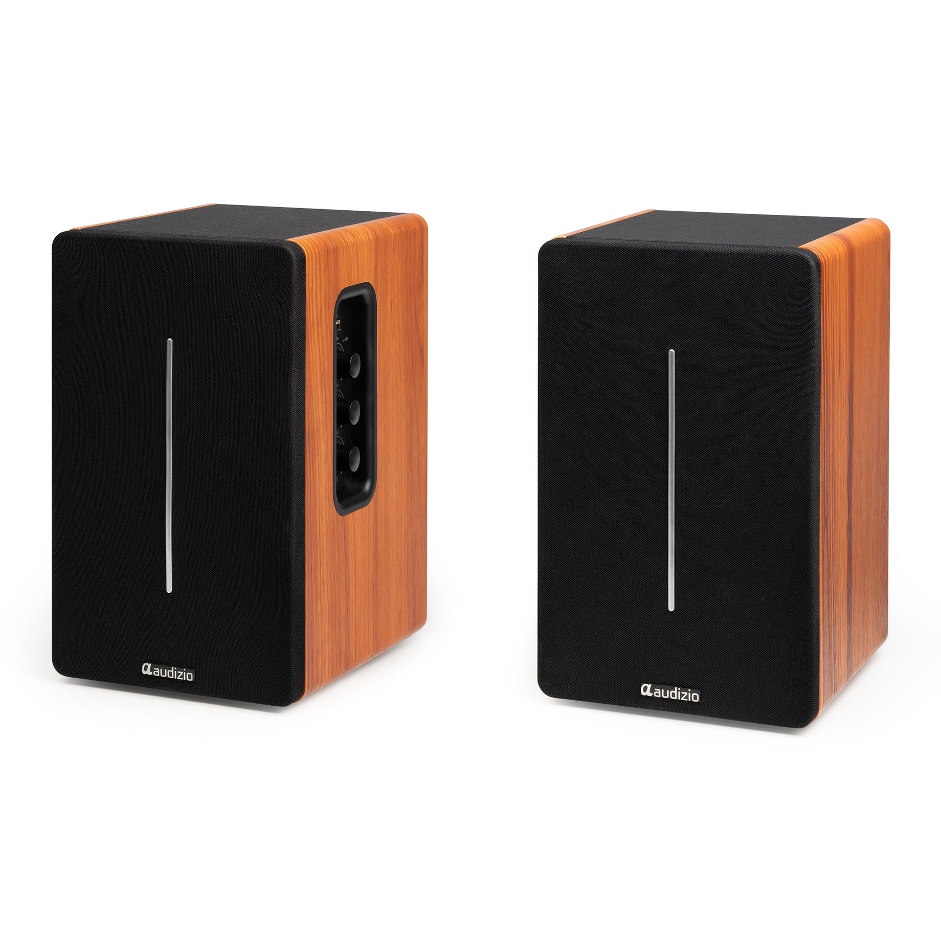 KS01B Active Bookshelf Speaker Set 120W BT Wood