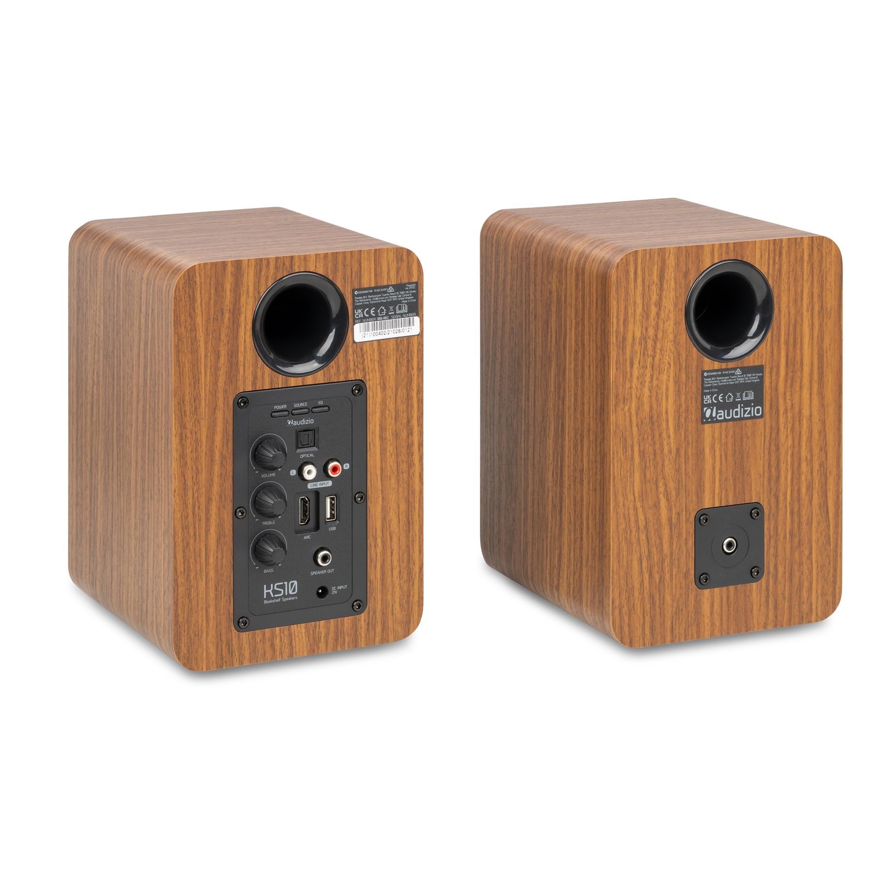 KS10 Active Bookshelf Speaker Set 120W BT Wood