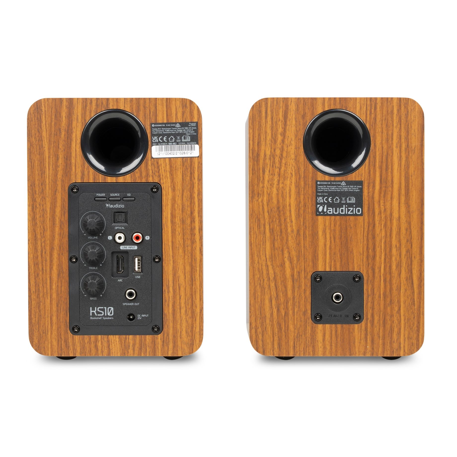 KS10 Active Bookshelf Speaker Set 120W BT Wood