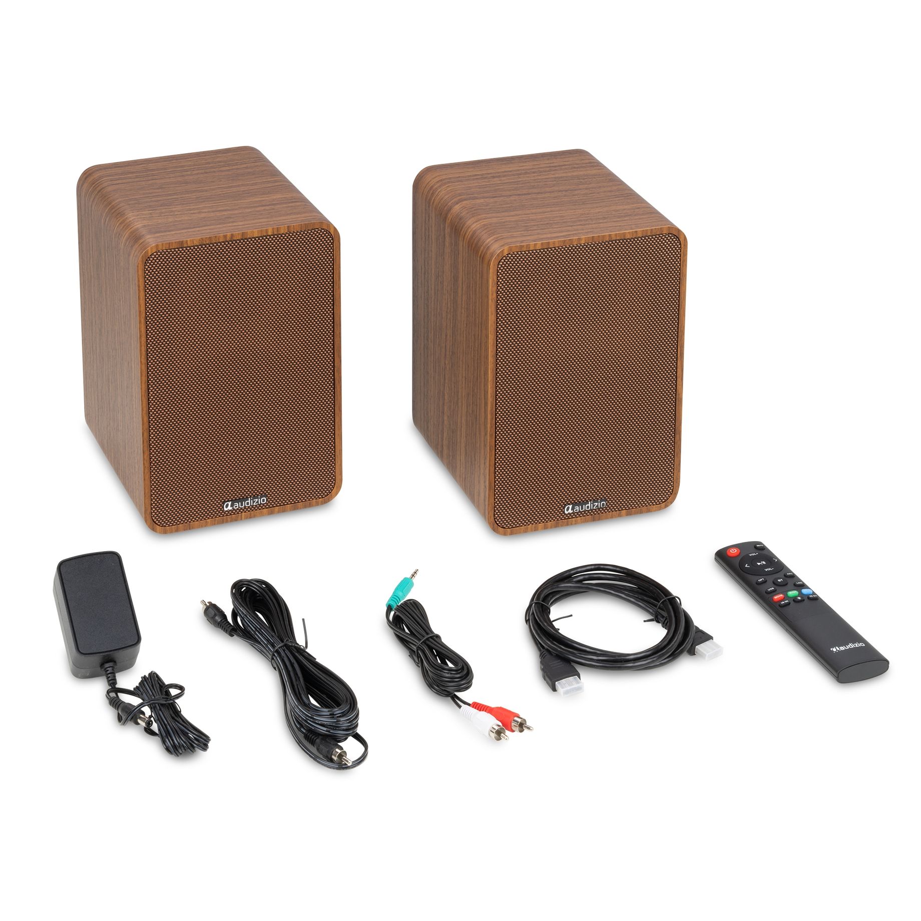 KS10 Active Bookshelf Speaker Set 120W BT Wood