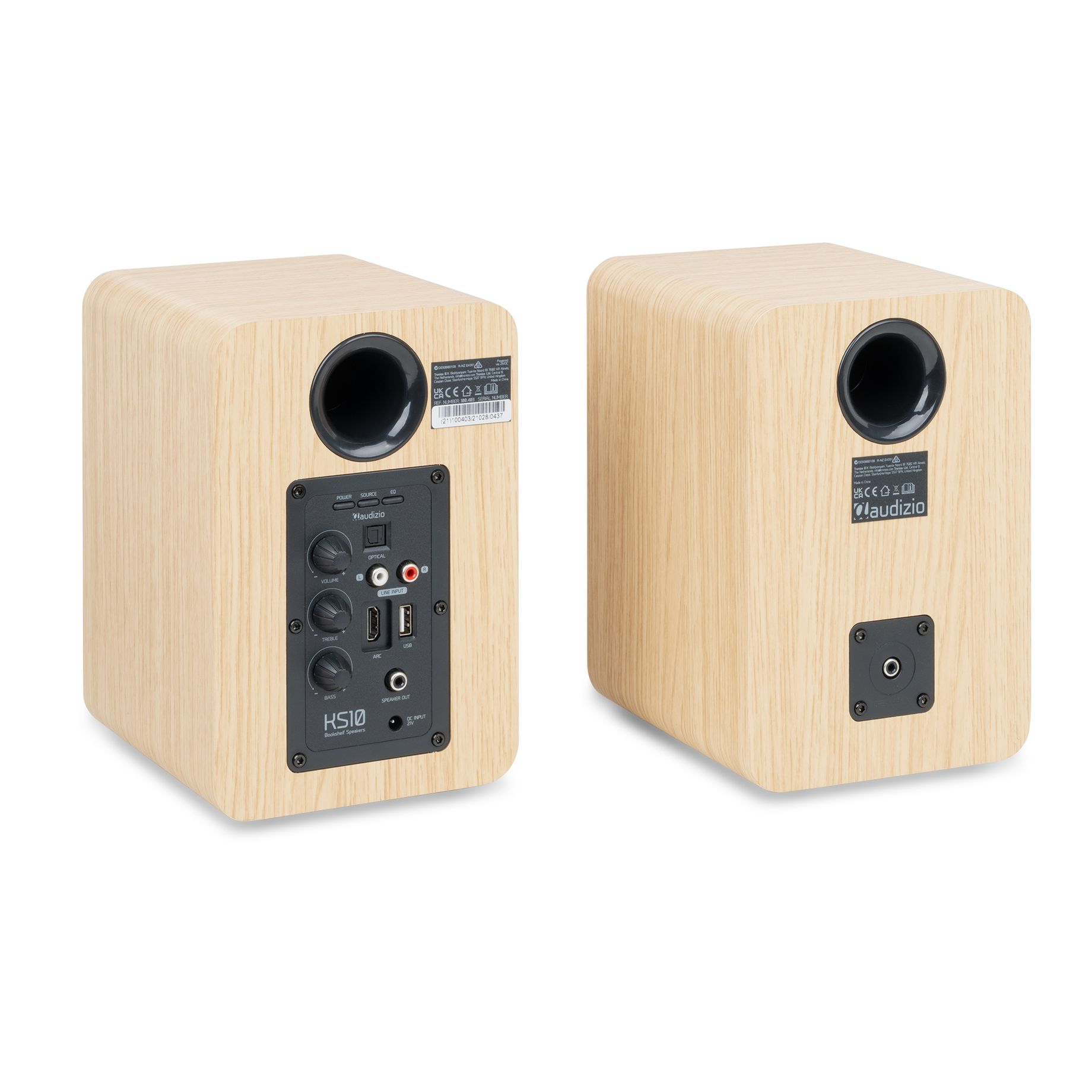 KS10 Active Bookshelf Speaker Set 120W BT Light Wood