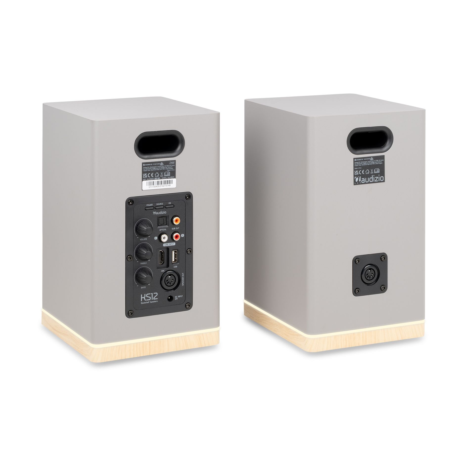 KS12 Active Bookshelf Speaker Set 80W BT Grey