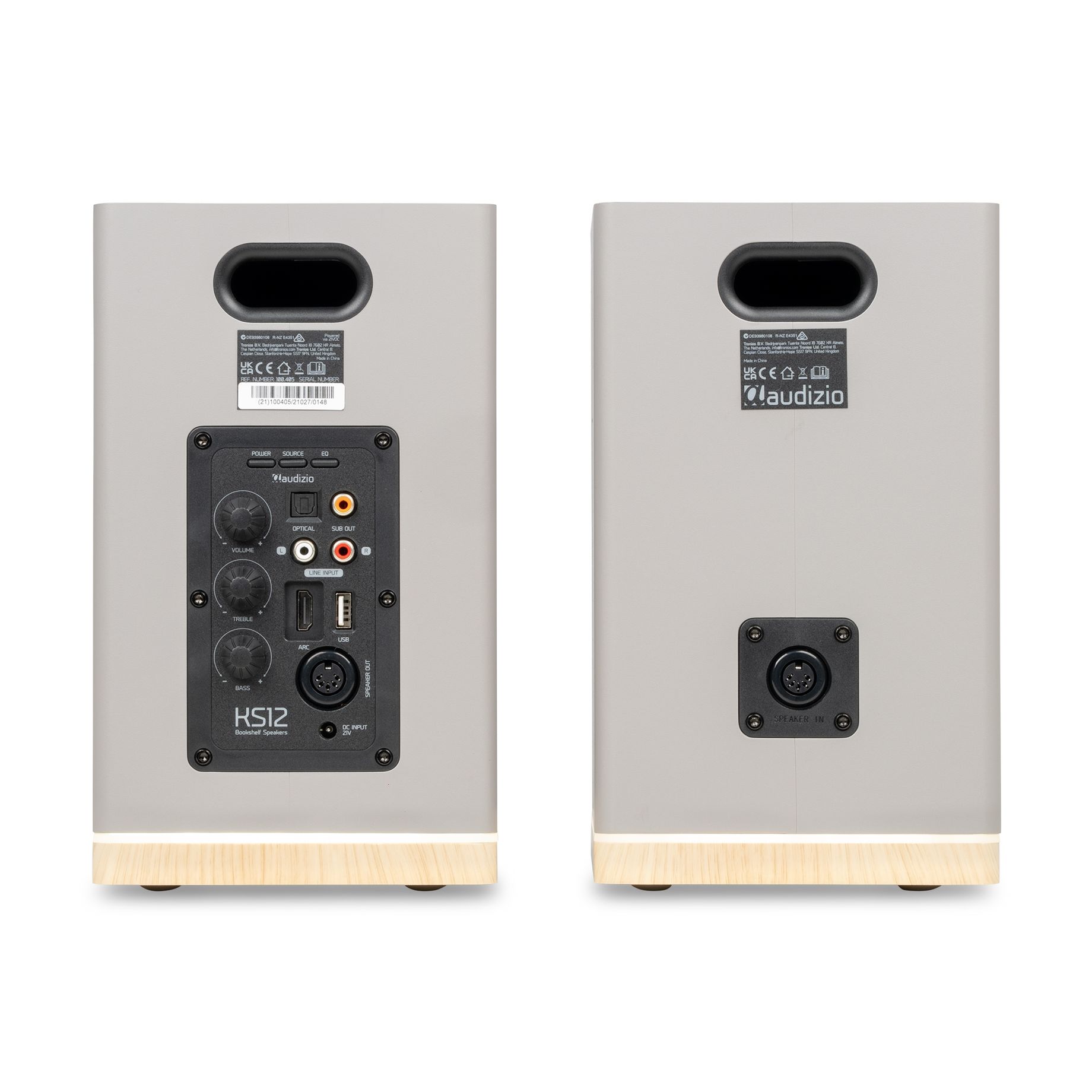 KS12 Active Bookshelf Speaker Set 80W BT Grey