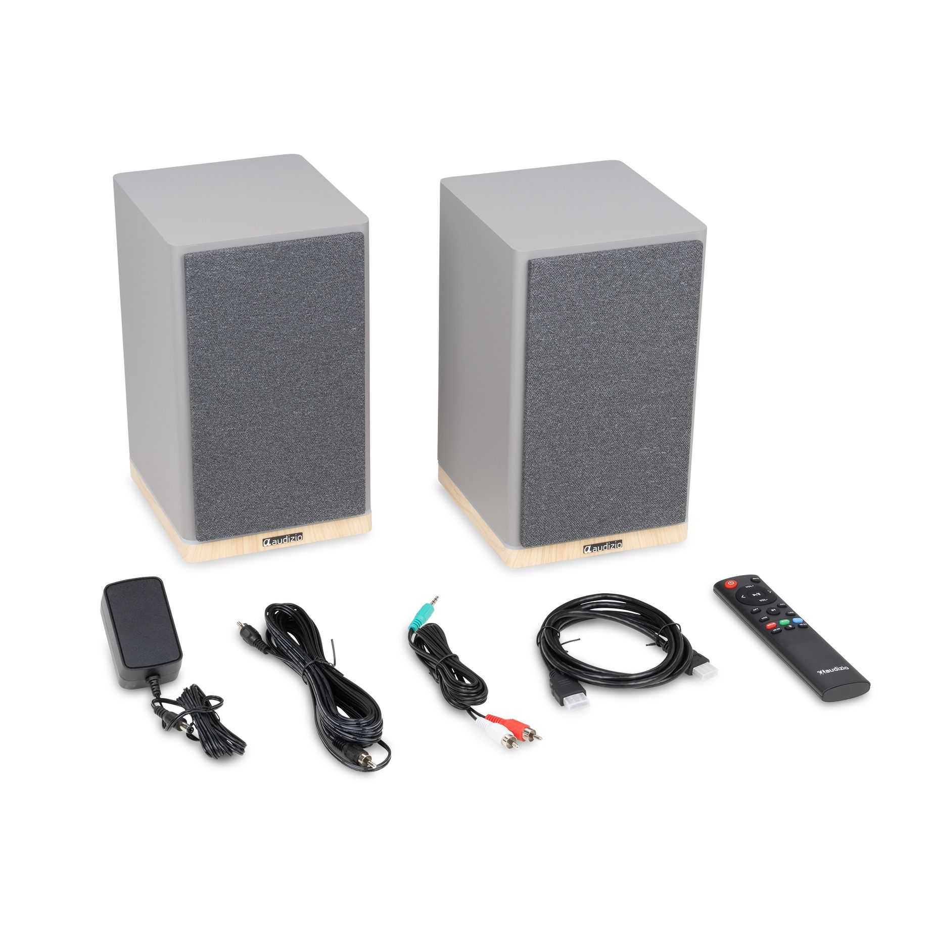 KS12 Active Bookshelf Speaker Set 80W BT Grey