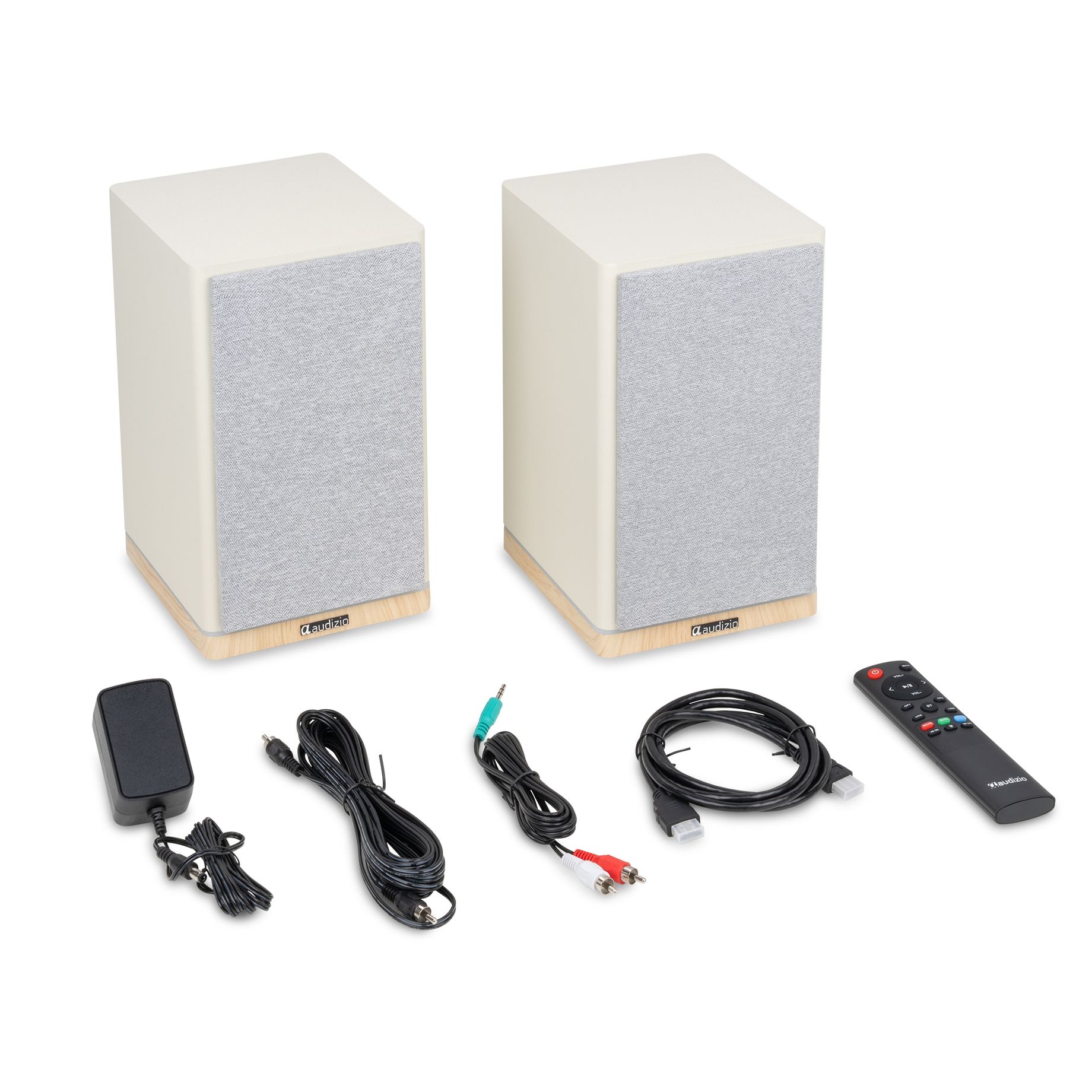 KS12 Active Bookshelf Speaker Set 80W BT Creme