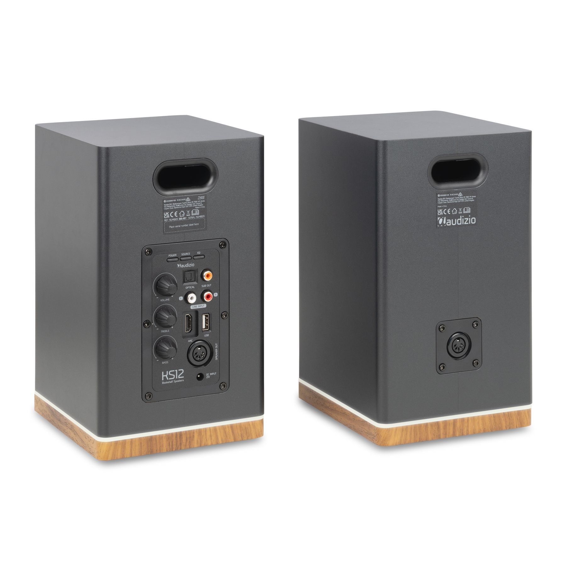 KS12 Active Bookshelf Speaker Set 80W BT Black