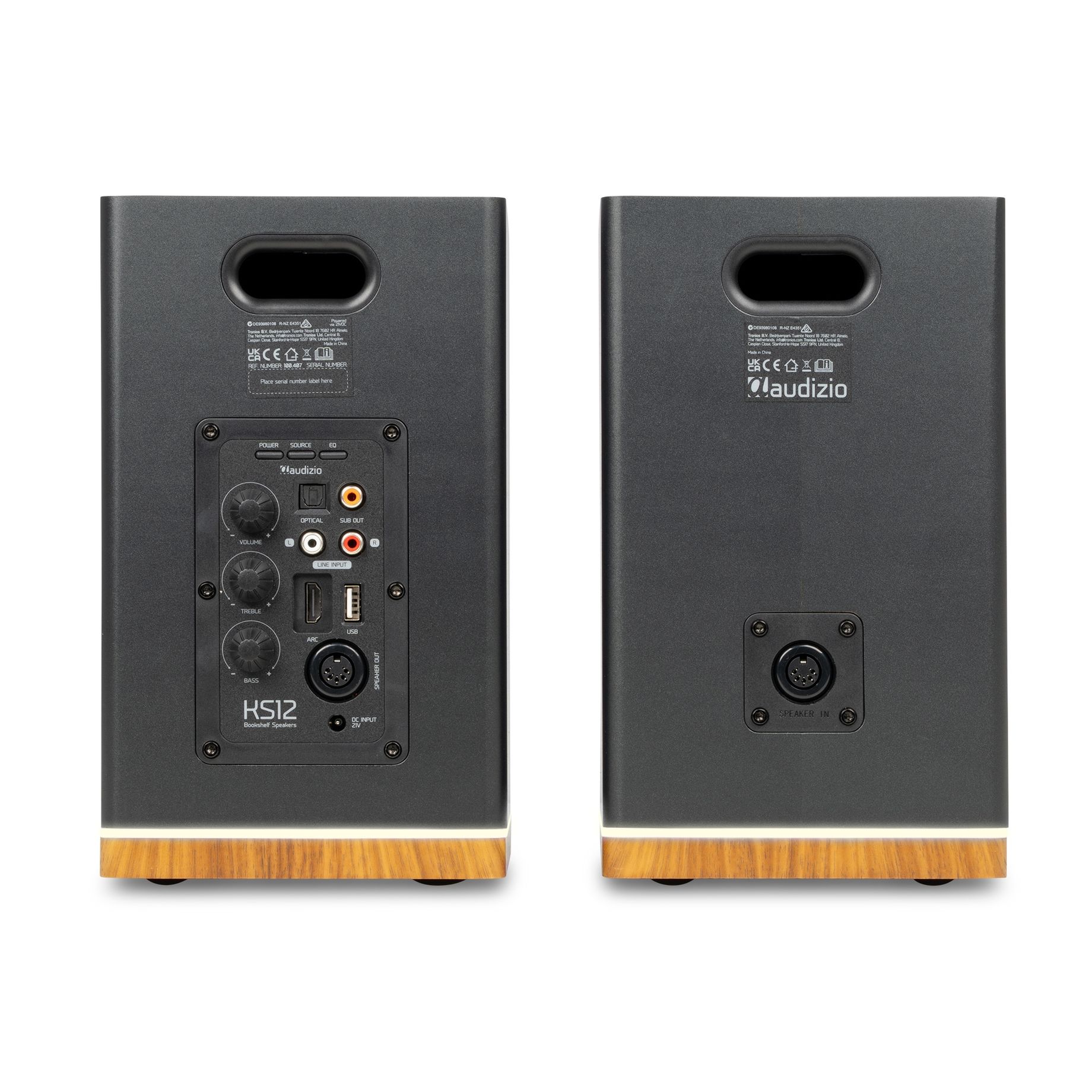 KS12 Active Bookshelf Speaker Set 80W BT Black