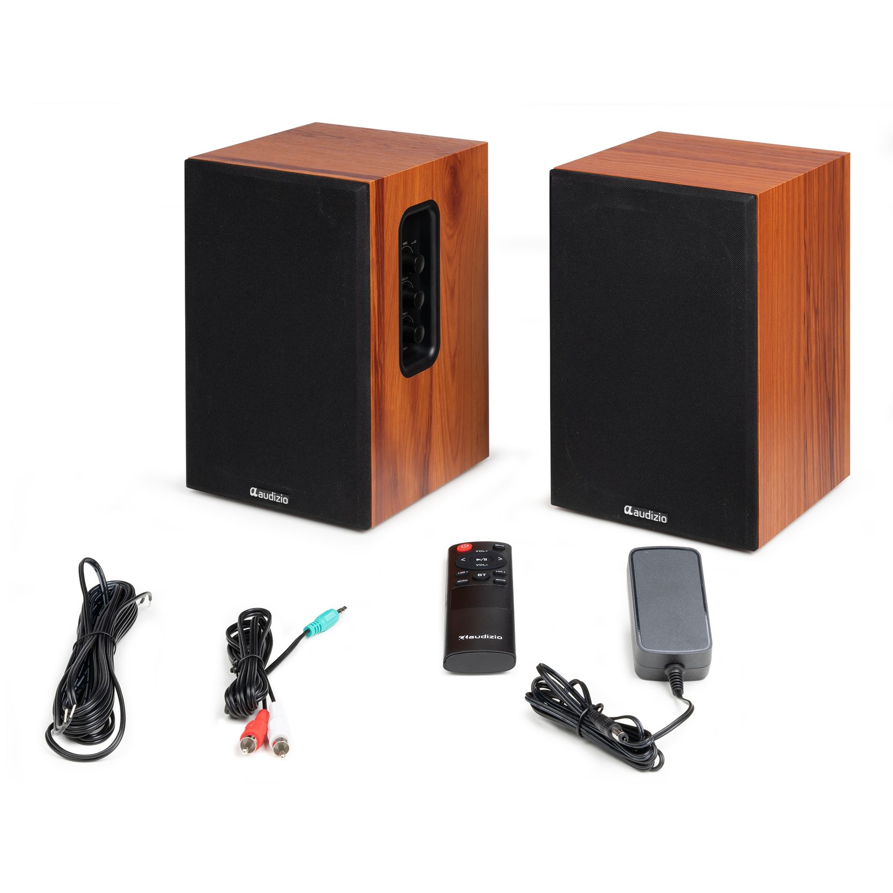 KS02 Active Bookshelf Speaker Set 80W BT Wood