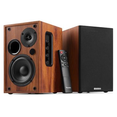 KS02 Active Bookshelf Speaker Set 80W BT Wood
