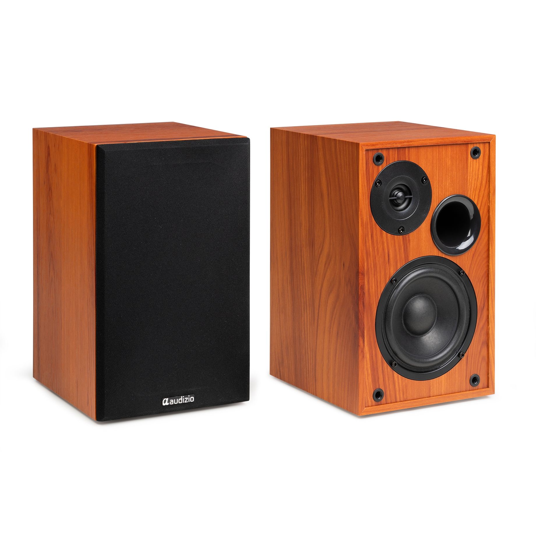 KS02 Active Bookshelf Speaker Set 80W BT Wood