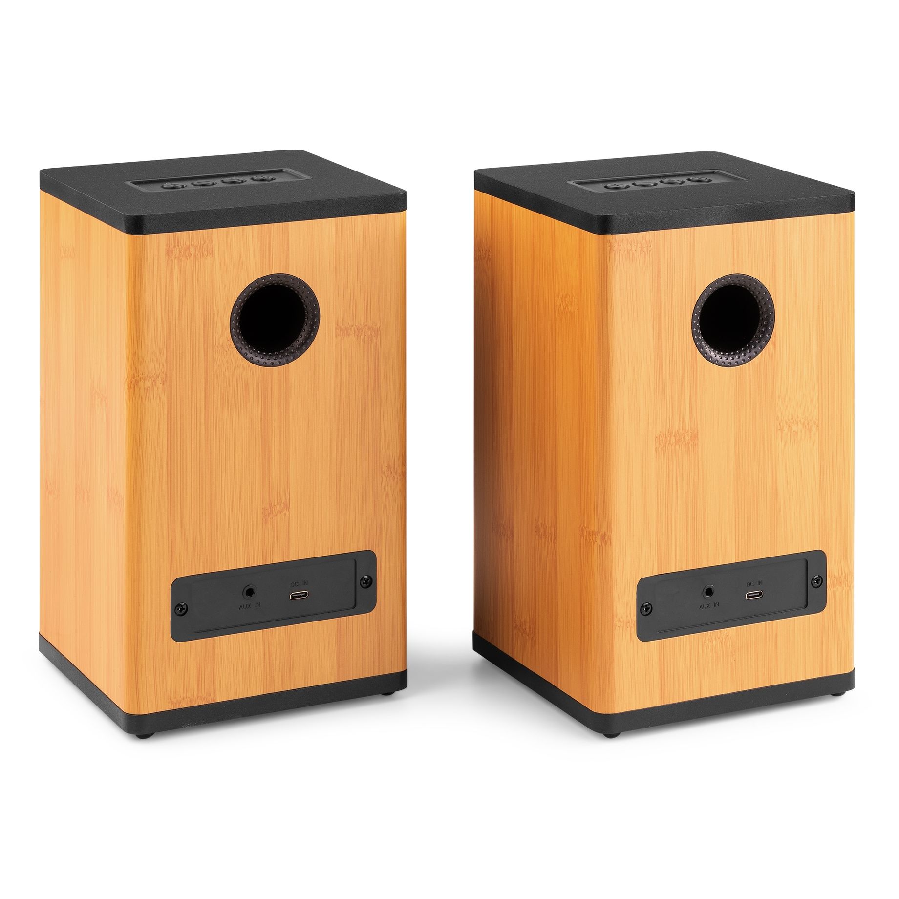 BS20 Active Bookshelf Speaker Set with Battery Bamboo