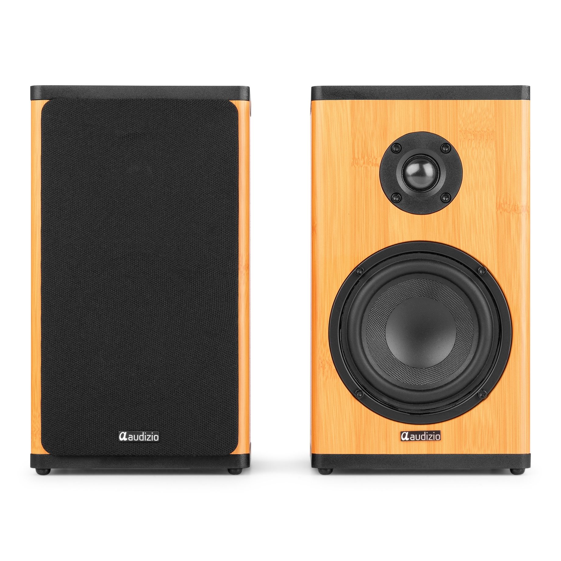 BS20 Active Bookshelf Speaker Set with Battery Bamboo