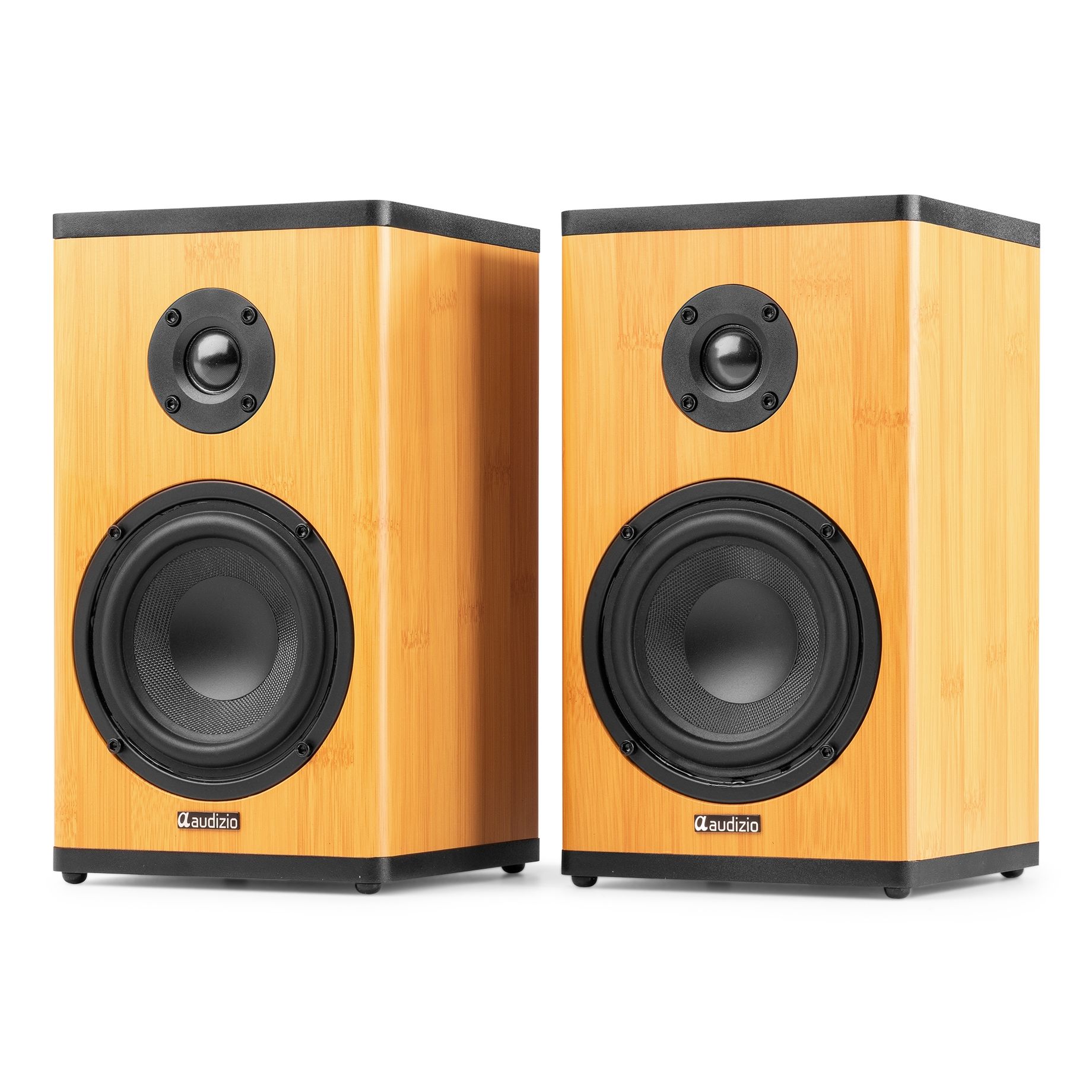 BS20 Active Bookshelf Speaker Set with Battery Bamboo