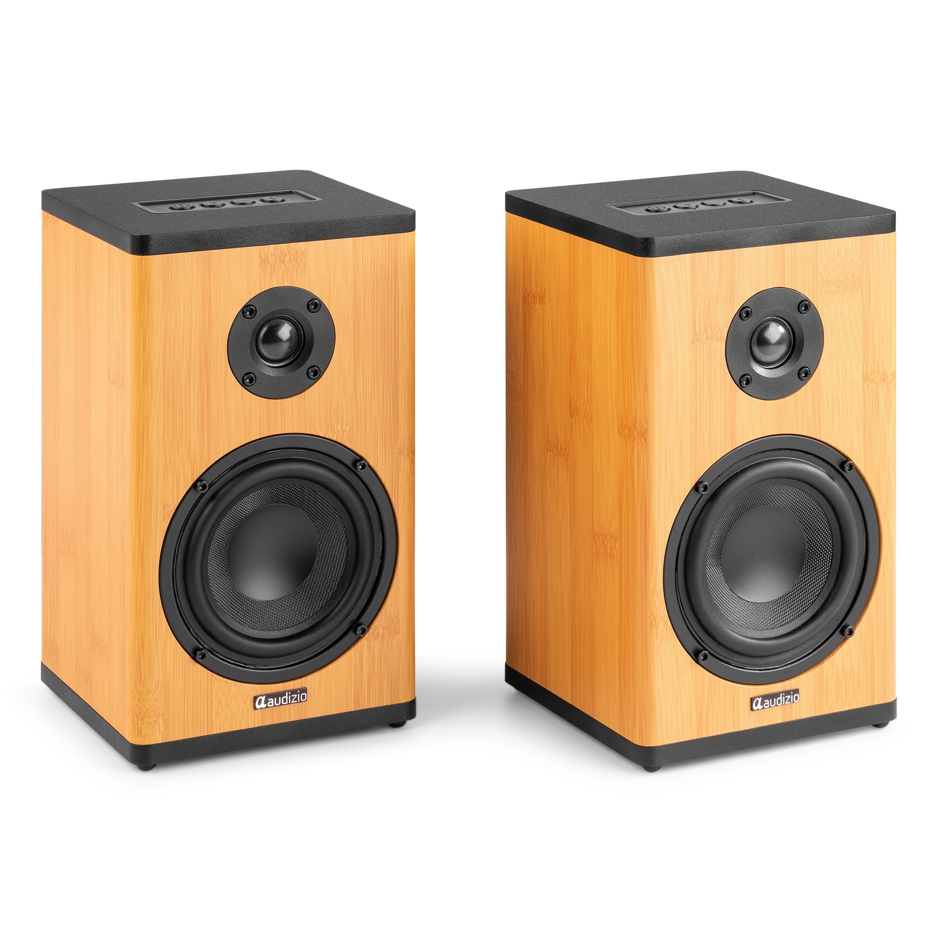 BS20 Active Bookshelf Speaker Set with Battery Bamboo