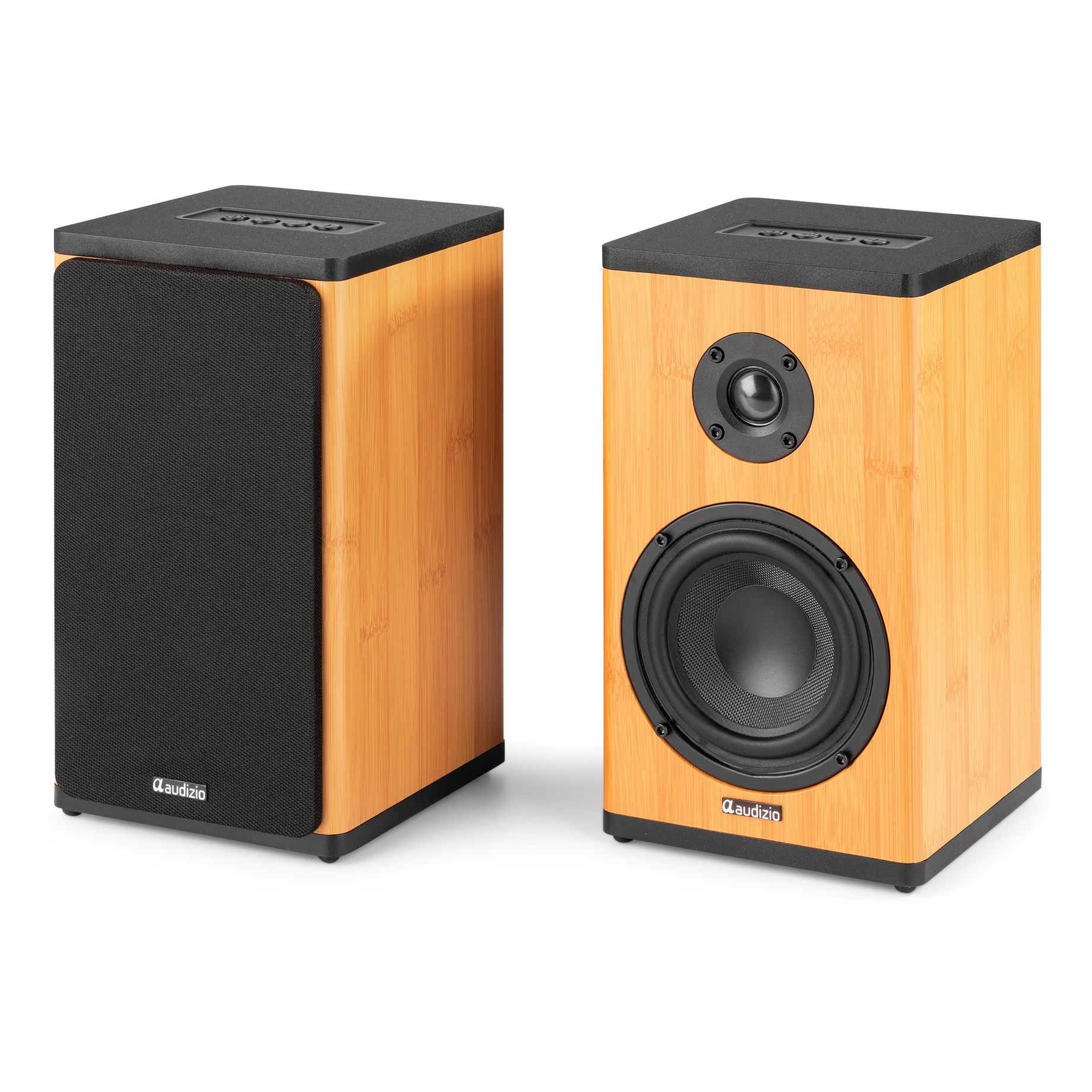 BS20 Active Bookshelf Speaker Set with Battery Bamboo