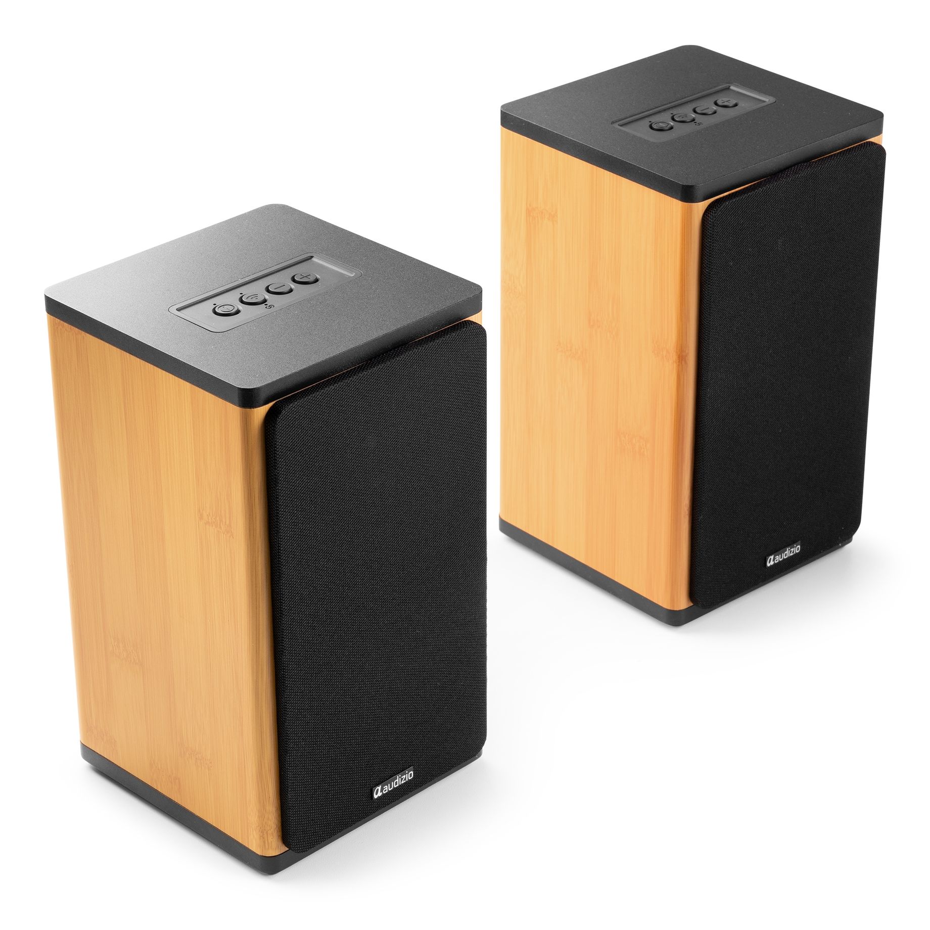 BS20 Active Bookshelf Speaker Set with Battery Bamboo