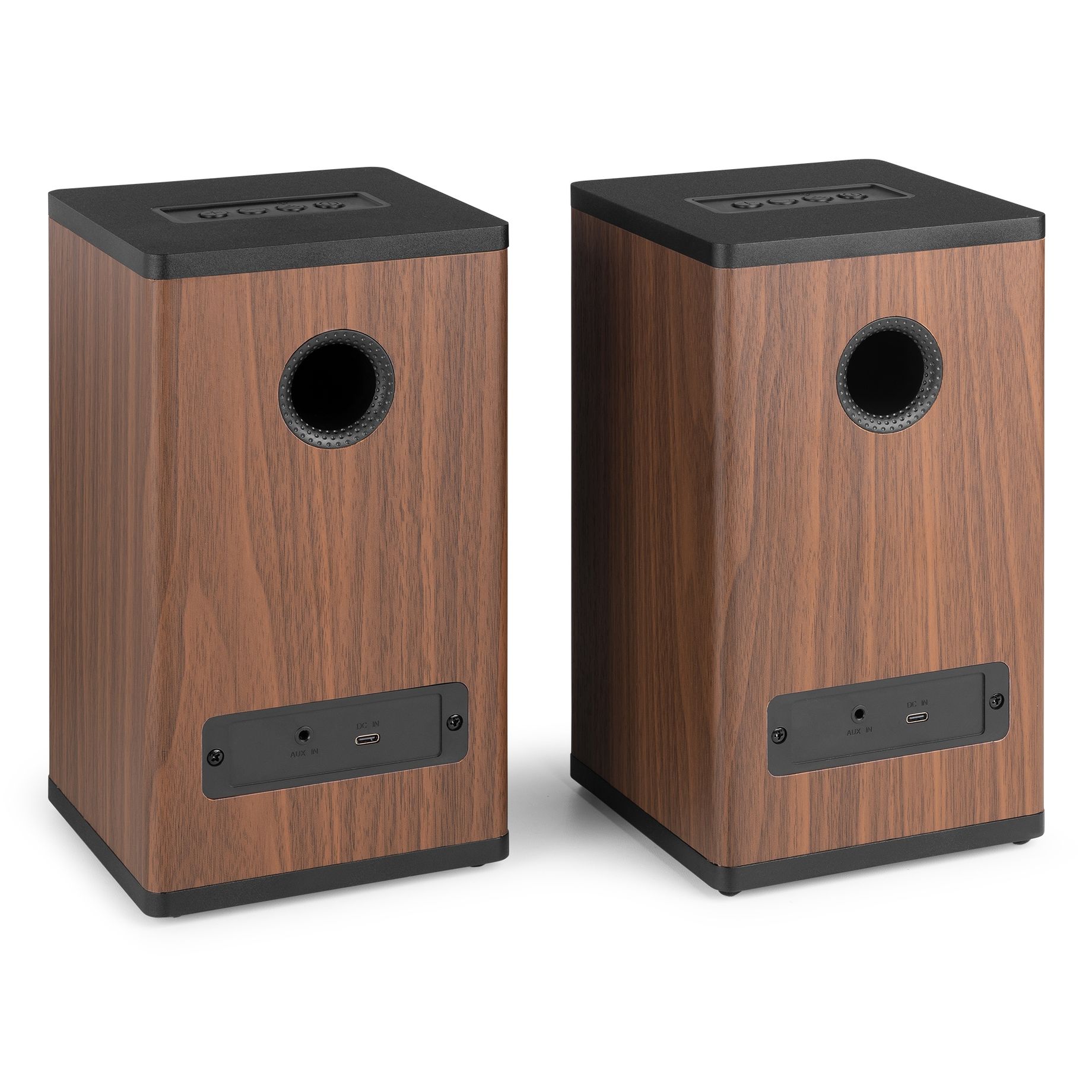 BS20 Active Bookshelf Speaker Set with Battery Dark Wood