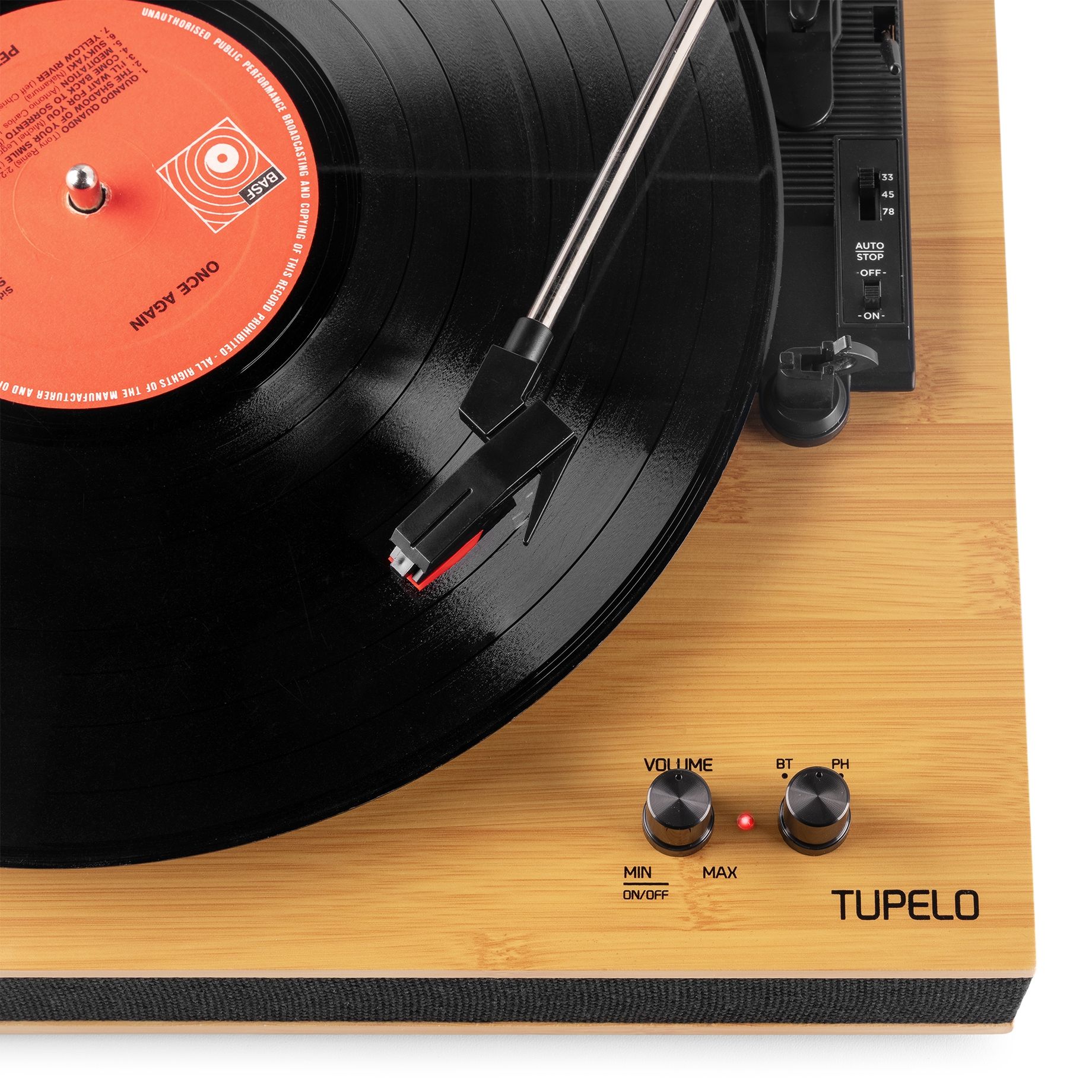 Tupelo Record Player Set BT with 2 Speakers Bamboo