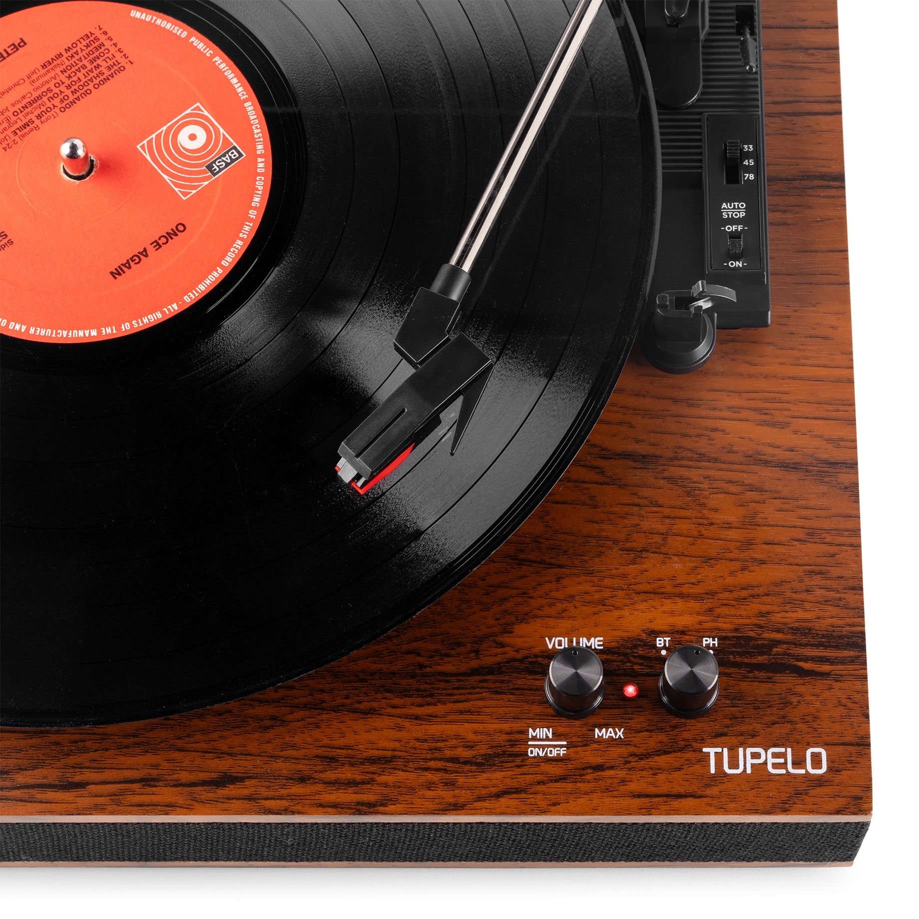 Tupelo Record Player Set BT with 2 Speakers Wood