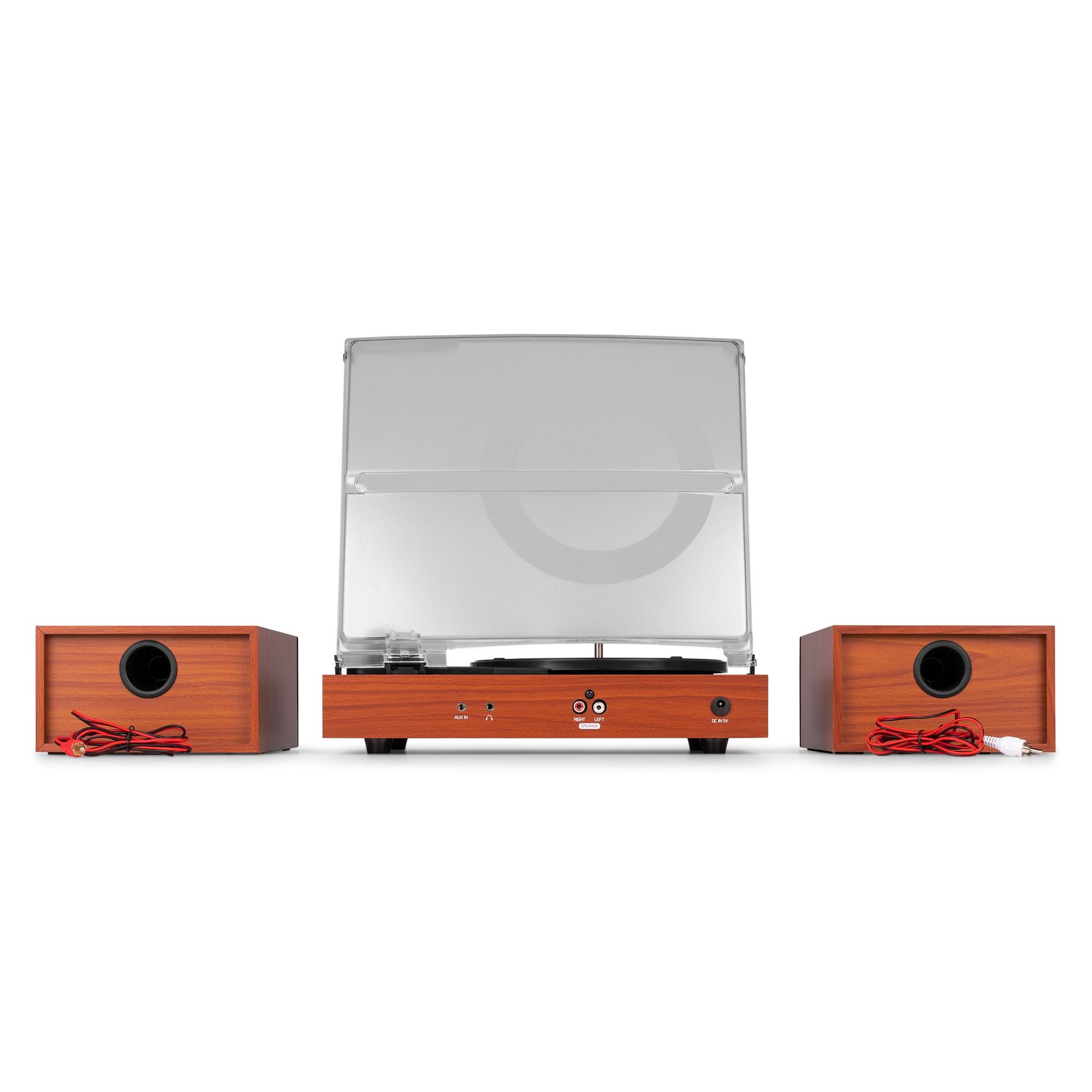 Akron Record Player with Speakers Cherry Wood