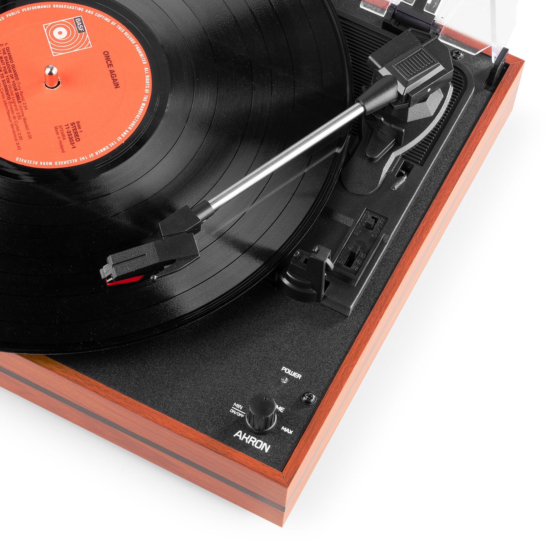 Akron Record Player with Speakers Cherry Wood