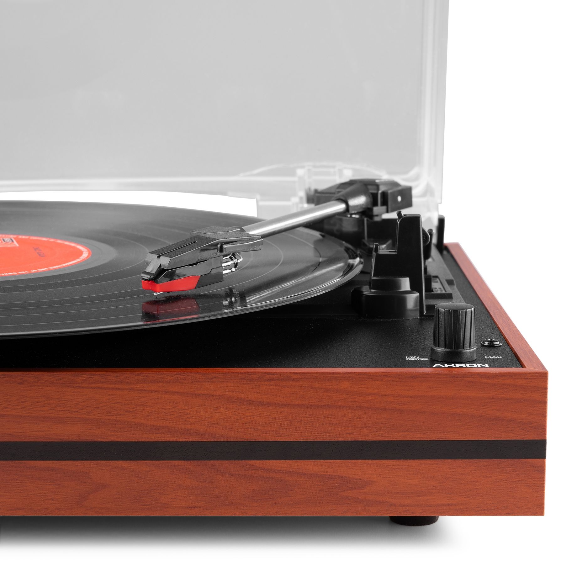 Akron Record Player with Speakers Cherry Wood