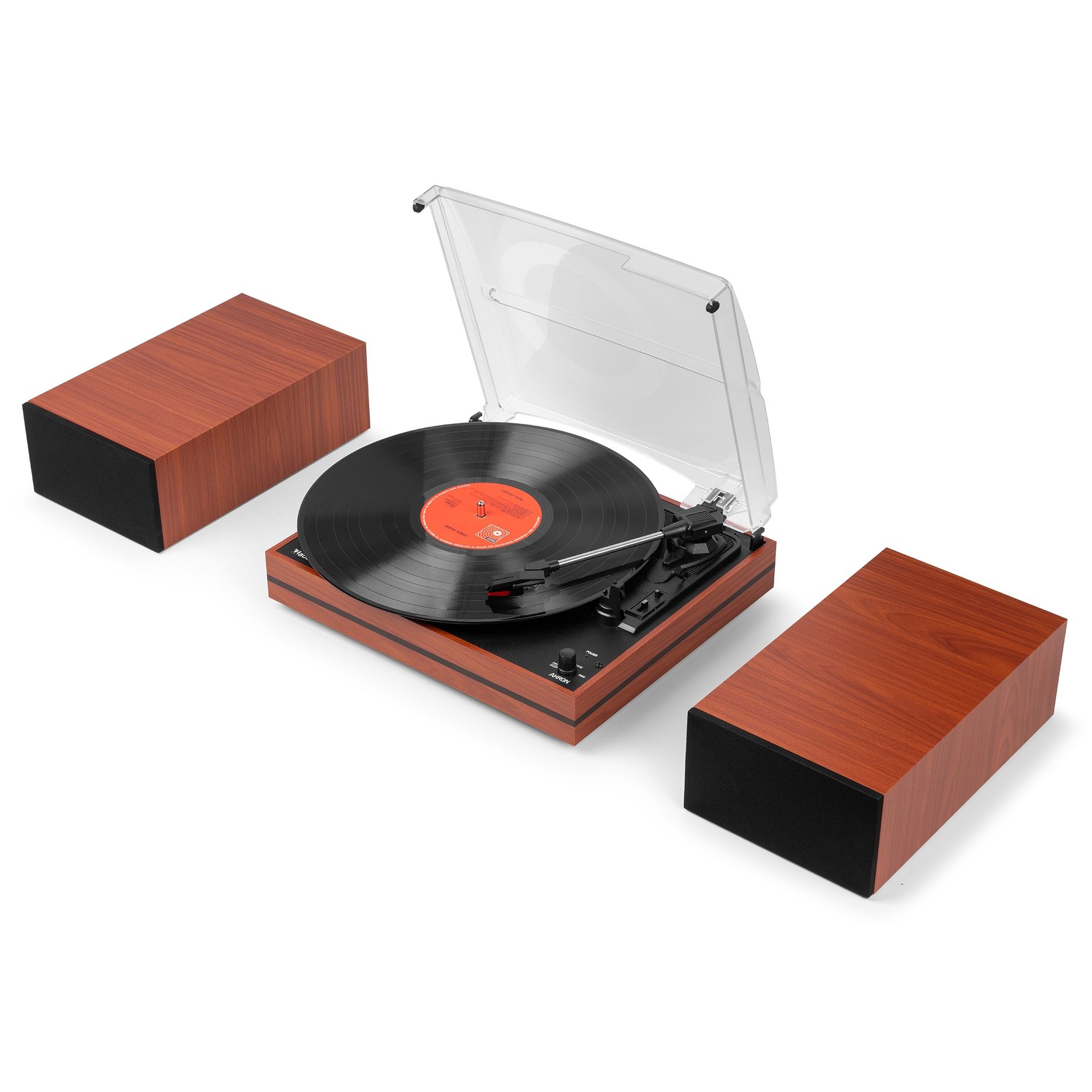 Akron Record Player with Speakers Cherry Wood