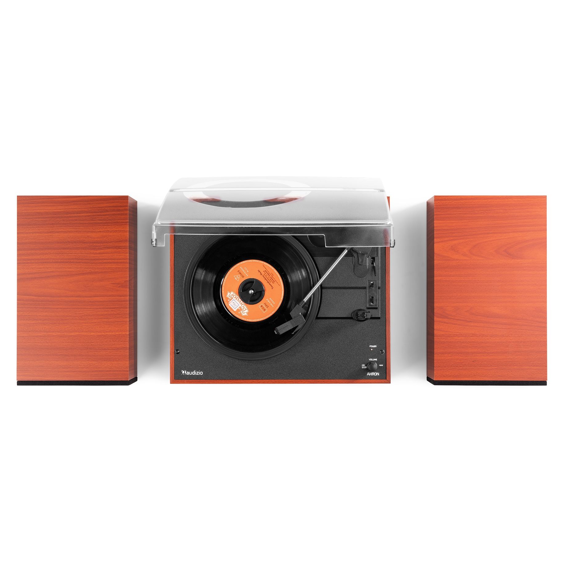 Akron Record Player with Speakers Cherry Wood
