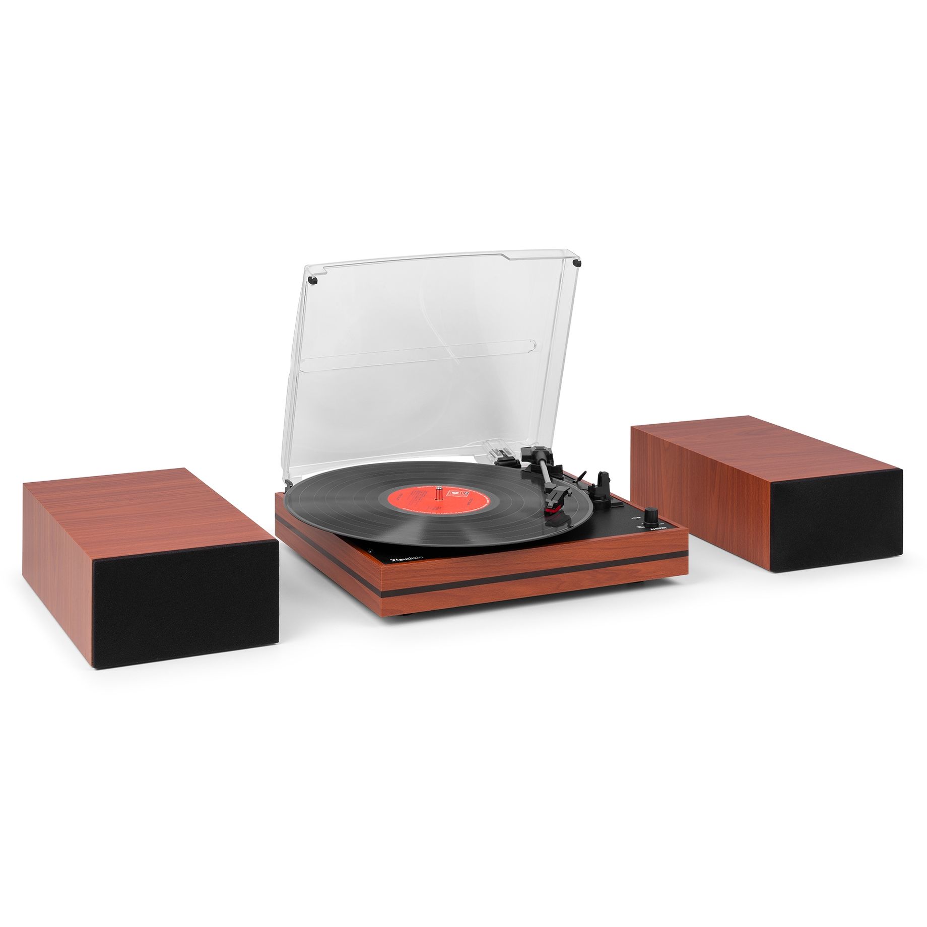 Akron Record Player with Speakers Cherry Wood