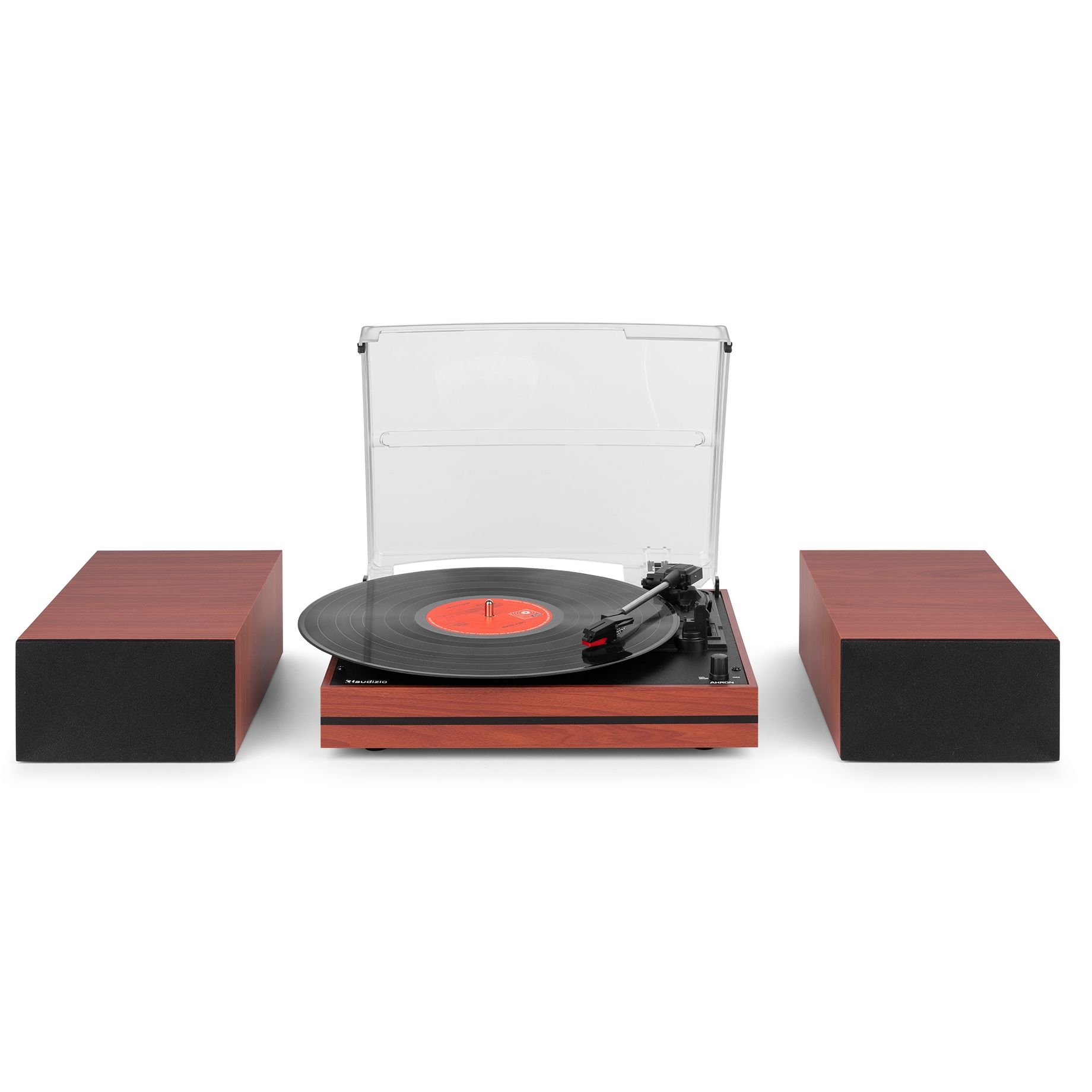Akron Record Player with Speakers Cherry Wood